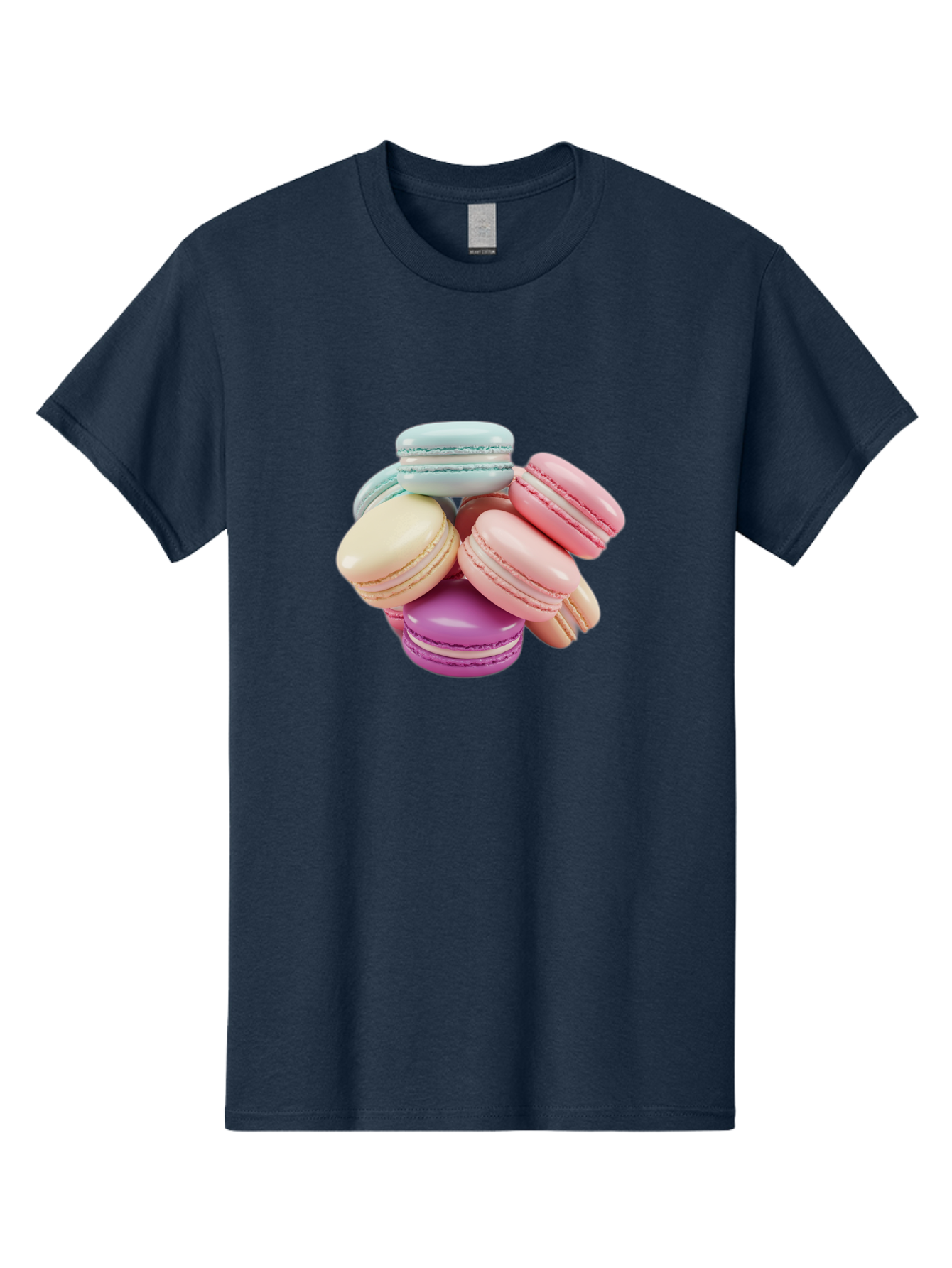 Macarons-11 Men'S Graphic Tee, 100% Cotton, Comfortable Casual Summer Wear, Machine Washable, Colorful Macarons, Pastel-Colored Desserts, Sweet Treats, French Patisserie, Delicate Meringue-Based Cookies, Creamy Fillings, Vibrant Colors, Baa945 25