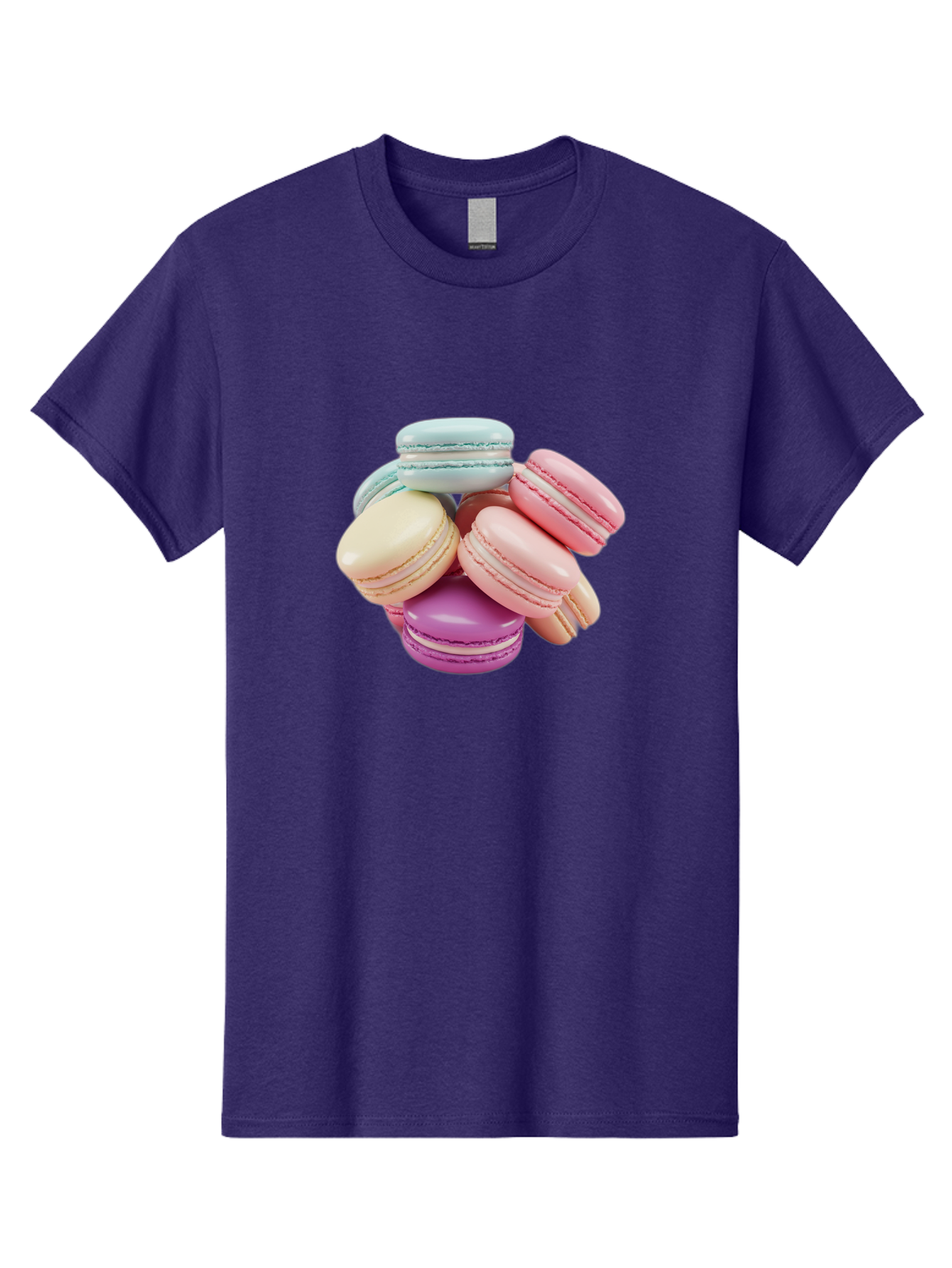 Macarons-11 Men'S Graphic Tee, 100% Cotton, Comfortable Casual Summer Wear, Machine Washable, Colorful Macarons, Pastel-Colored Desserts, Sweet Treats, French Patisserie, Delicate Meringue-Based Cookies, Creamy Fillings, Vibrant Colors, Baa945 5