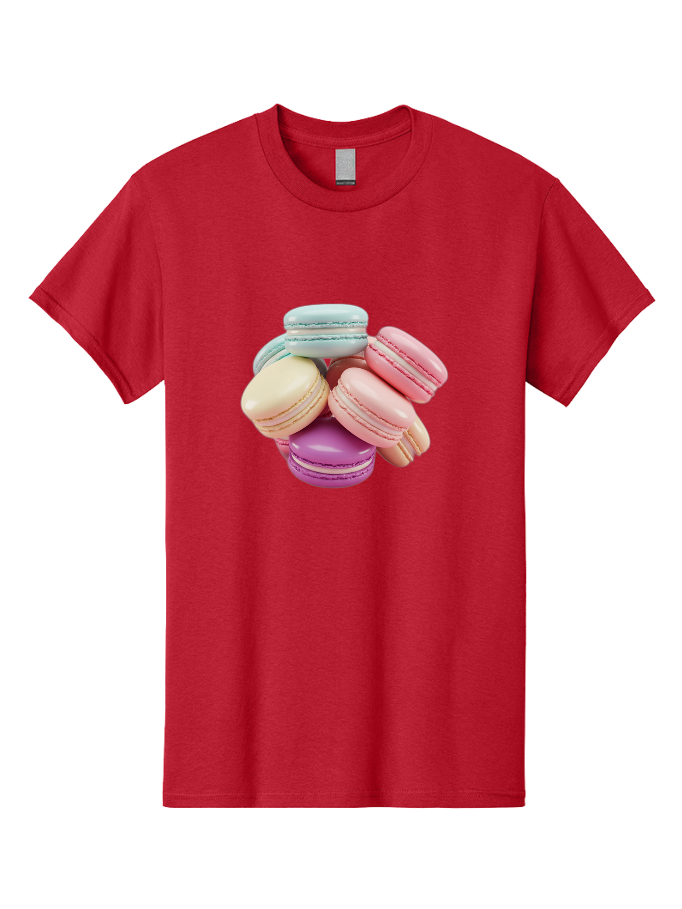 Macarons-11 Men'S Graphic Tee, 100% Cotton, Comfortable Casual Summer Wear, Machine Washable, Colorful Macarons, Pastel-Colored Desserts, Sweet Treats, French Patisserie, Delicate Meringue-Based Cookies, Creamy Fillings, Vibrant Colors, Baa945 3