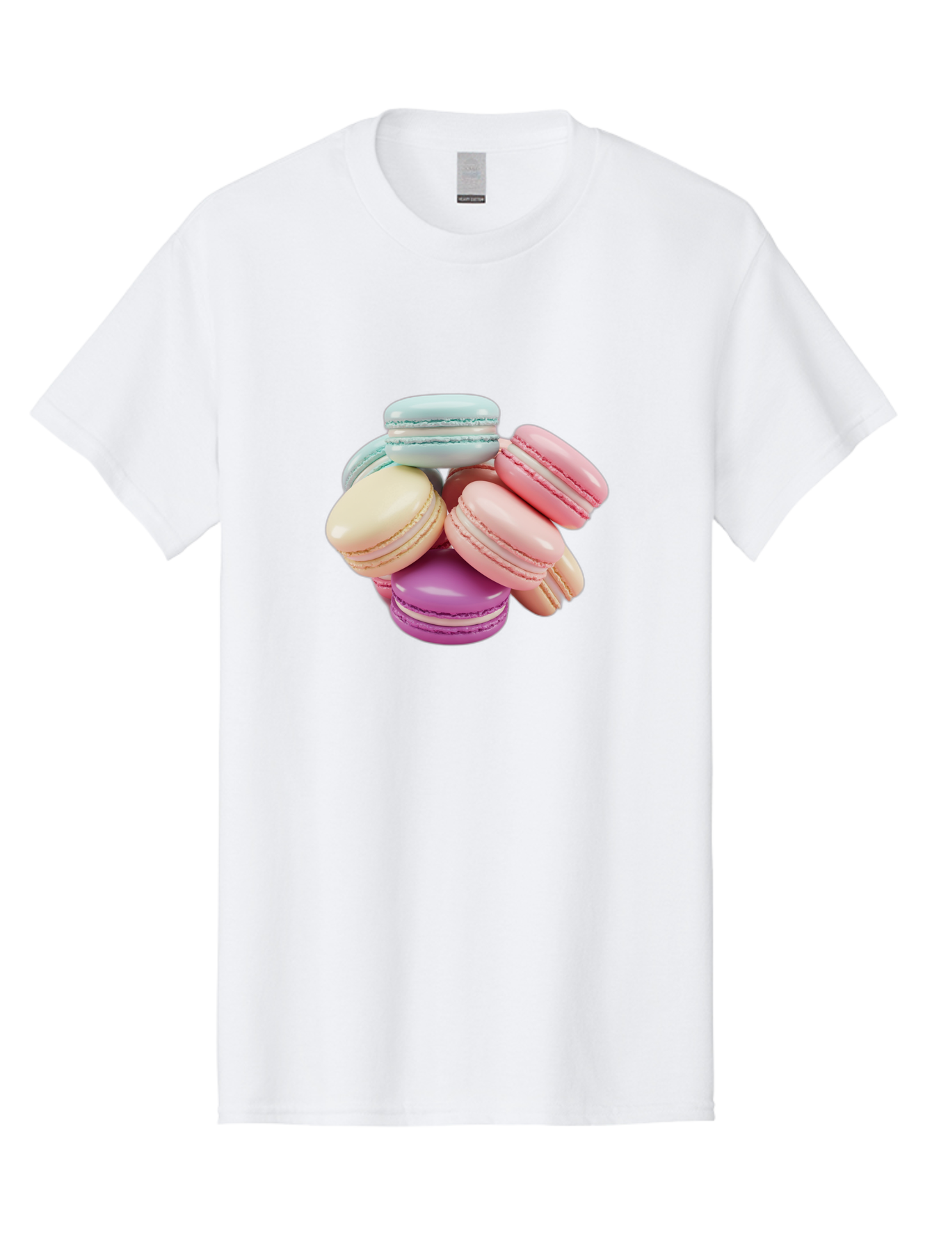 Macarons-11 Men'S Graphic Tee, 100% Cotton, Comfortable Casual Summer Wear, Machine Washable, Colorful Macarons, Pastel-Colored Desserts, Sweet Treats, French Patisserie, Delicate Meringue-Based Cookies, Creamy Fillings, Vibrant Colors, Baa945 13