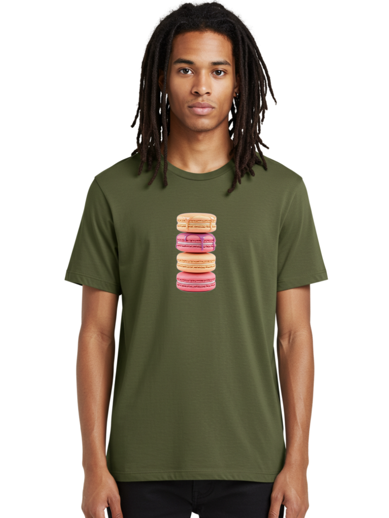 Macarons-2 Men'S Graphic Tee, 100% Cotton, Comfortable Casual Summer Wear, Machine Washable, Stacked Macarons, Pastel Colors, Pink And Beige Macarons, Vibrant Dessert, Sweet Treats, French Patisserie, Delicate Meringue-Based Cookies, Baa946 6