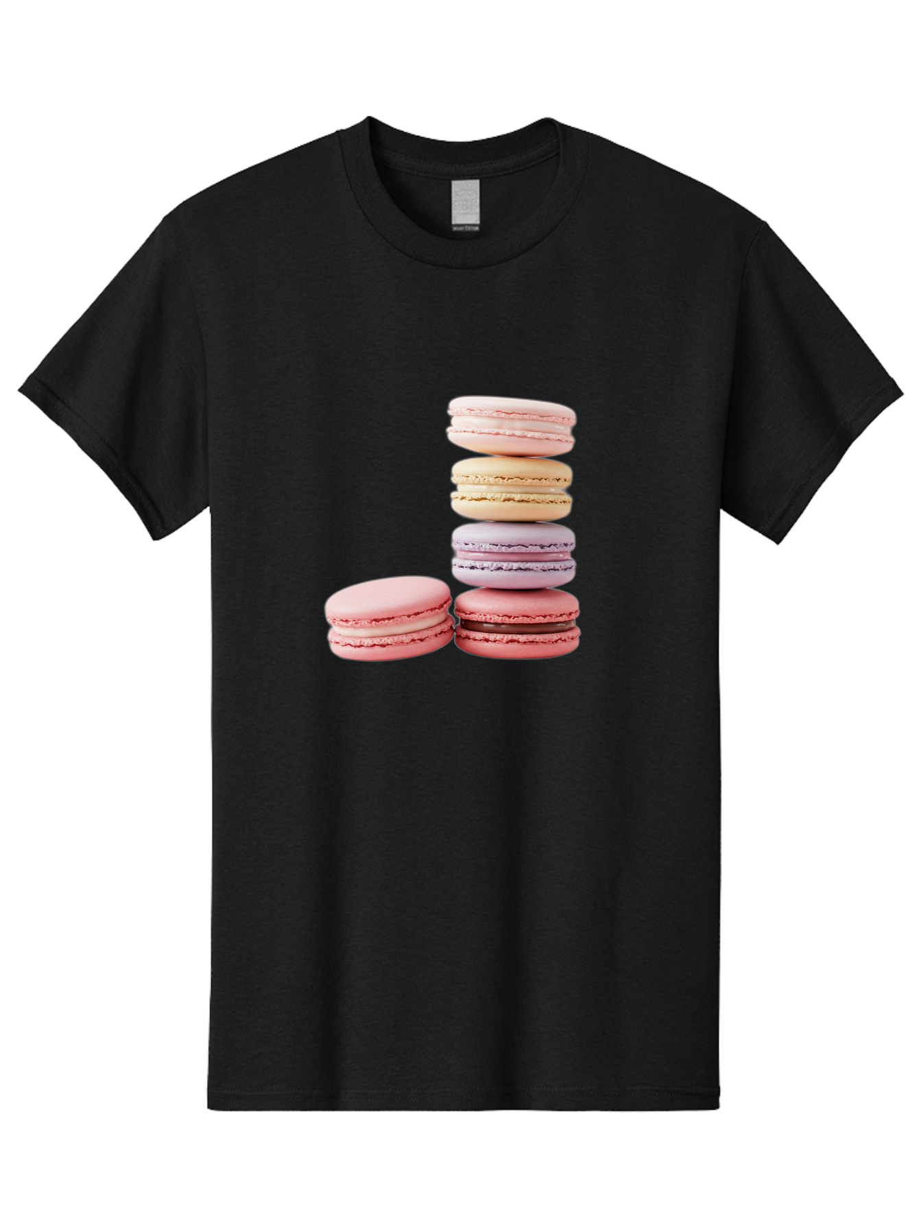 Macarons-3 Men'S Graphic Tee, 100% Cotton, Comfortable Casual Summer Wear, Machine Washable, Stacked Macarons, Pastel Colors, Pink, Purple, Beige, Dessert, Sweet Treats, French Macarons, Delicate Meringue-Based Cookies, Creamy Fillings, Baa947 25