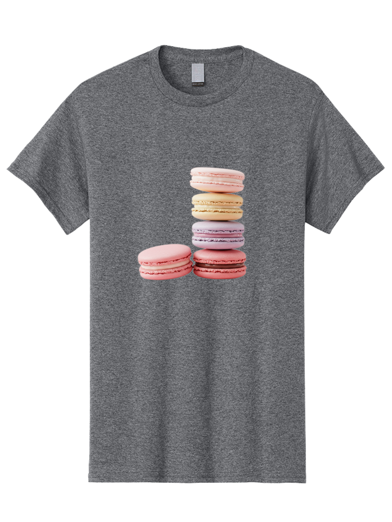 Macarons-3 Men'S Graphic Tee, 100% Cotton, Comfortable Casual Summer Wear, Machine Washable, Stacked Macarons, Pastel Colors, Pink, Purple, Beige, Dessert, Sweet Treats, French Macarons, Delicate Meringue-Based Cookies, Creamy Fillings, Baa947 19