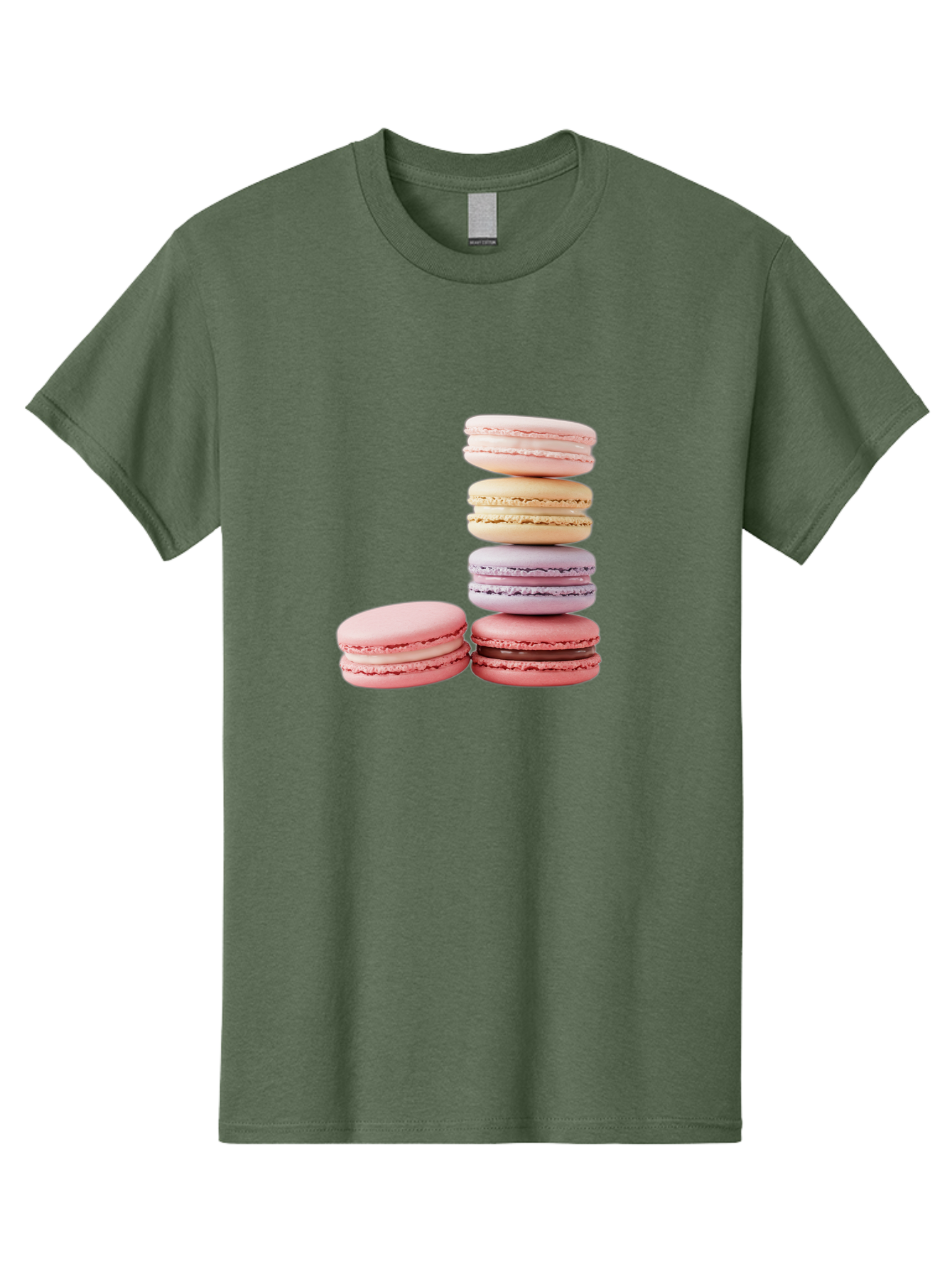 Macarons-3 Men'S Graphic Tee, 100% Cotton, Comfortable Casual Summer Wear, Machine Washable, Stacked Macarons, Pastel Colors, Pink, Purple, Beige, Dessert, Sweet Treats, French Macarons, Delicate Meringue-Based Cookies, Creamy Fillings, Baa947 23