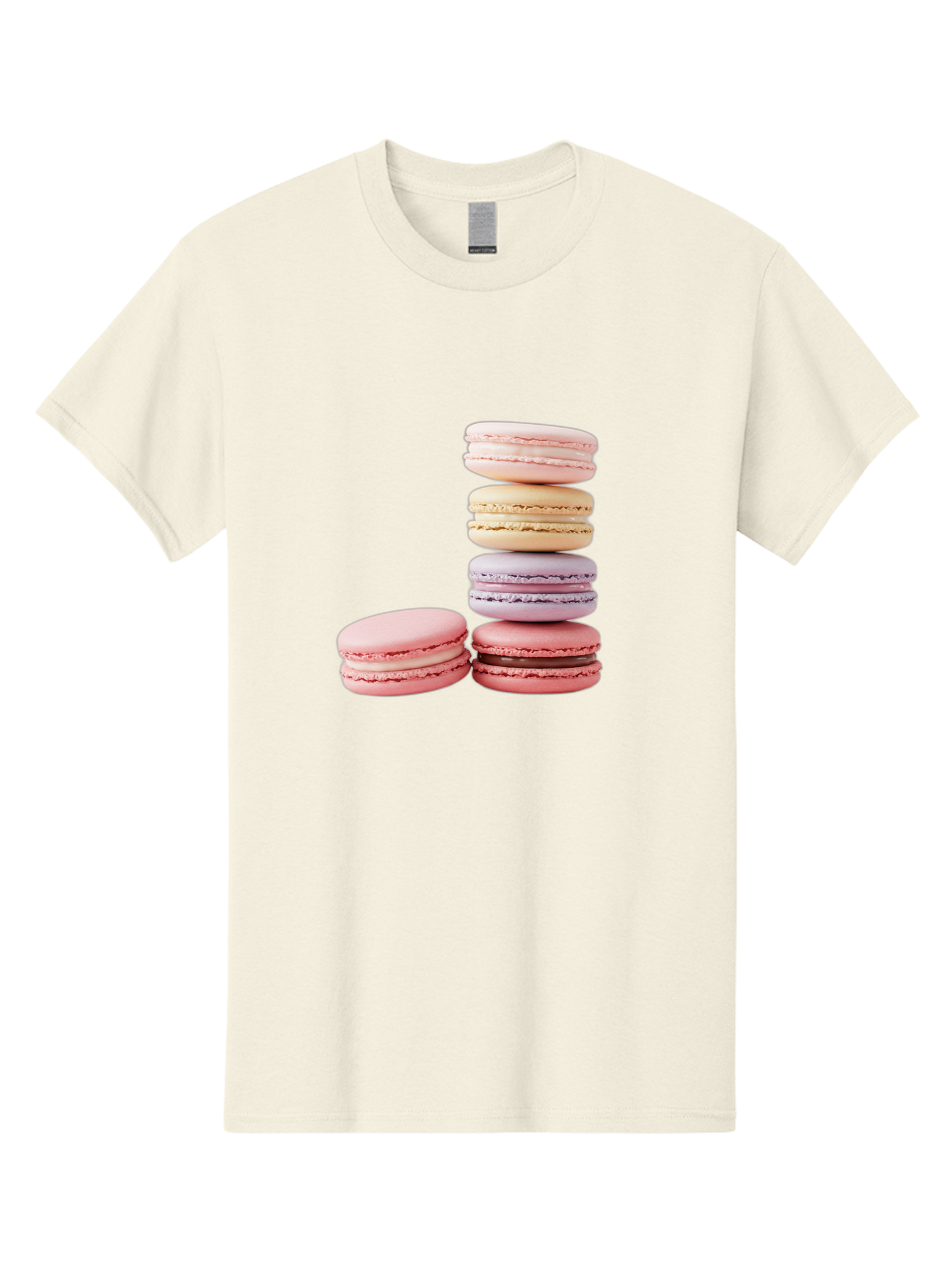 Macarons-3 Men'S Graphic Tee, 100% Cotton, Comfortable Casual Summer Wear, Machine Washable, Stacked Macarons, Pastel Colors, Pink, Purple, Beige, Dessert, Sweet Treats, French Macarons, Delicate Meringue-Based Cookies, Creamy Fillings, Baa947 3