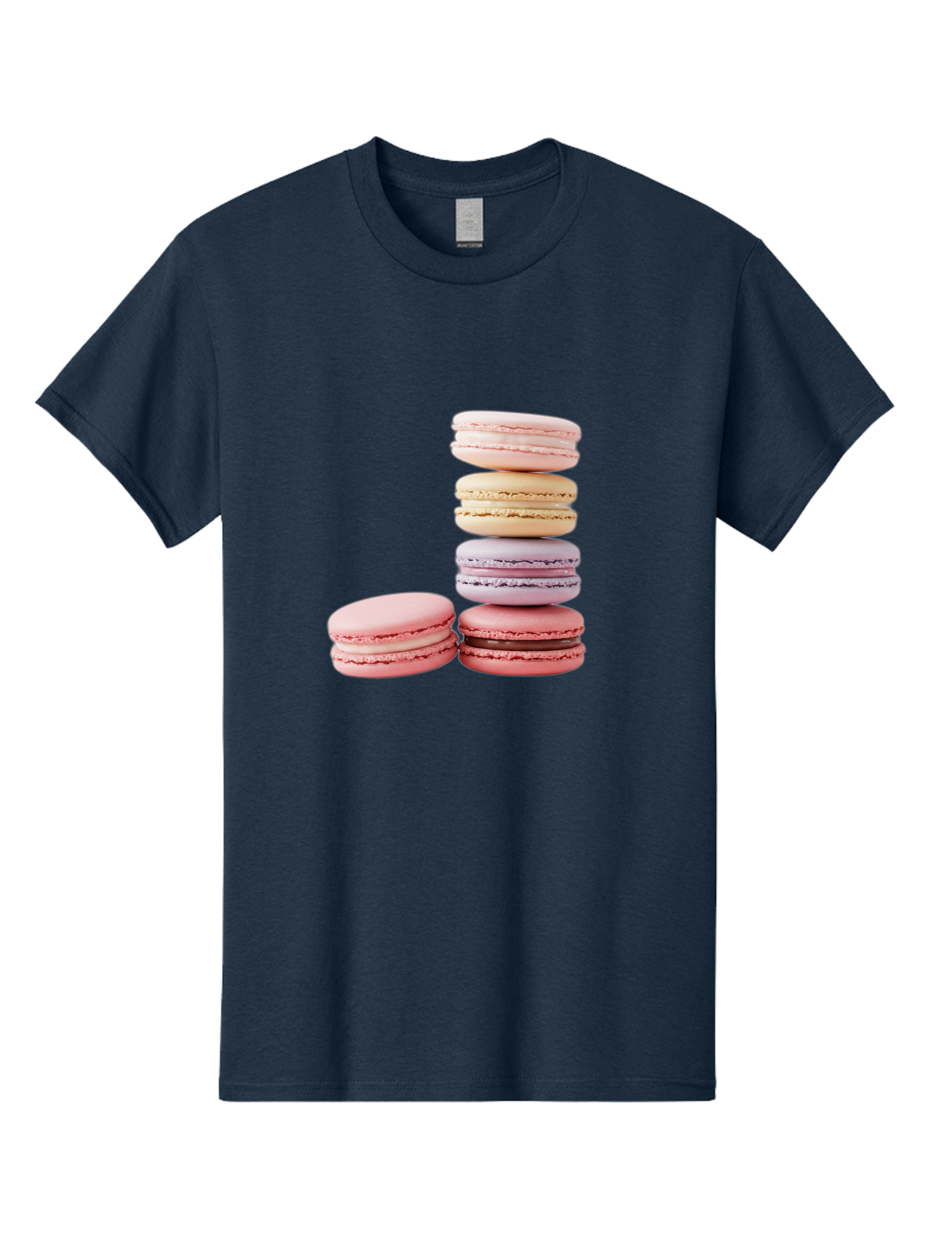 Macarons-3 Men'S Graphic Tee, 100% Cotton, Comfortable Casual Summer Wear, Machine Washable, Stacked Macarons, Pastel Colors, Pink, Purple, Beige, Dessert, Sweet Treats, French Macarons, Delicate Meringue-Based Cookies, Creamy Fillings, Baa947 27