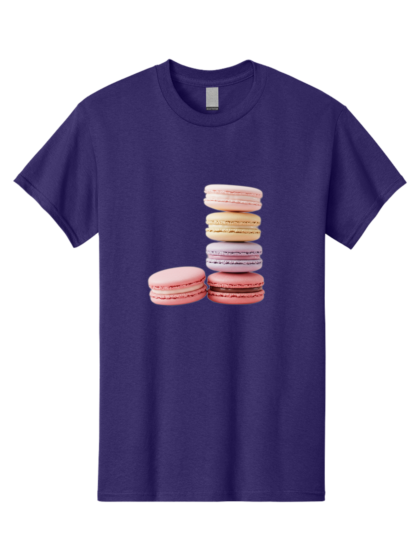 Macarons-3 Men'S Graphic Tee, 100% Cotton, Comfortable Casual Summer Wear, Machine Washable, Stacked Macarons, Pastel Colors, Pink, Purple, Beige, Dessert, Sweet Treats, French Macarons, Delicate Meringue-Based Cookies, Creamy Fillings, Baa947 7