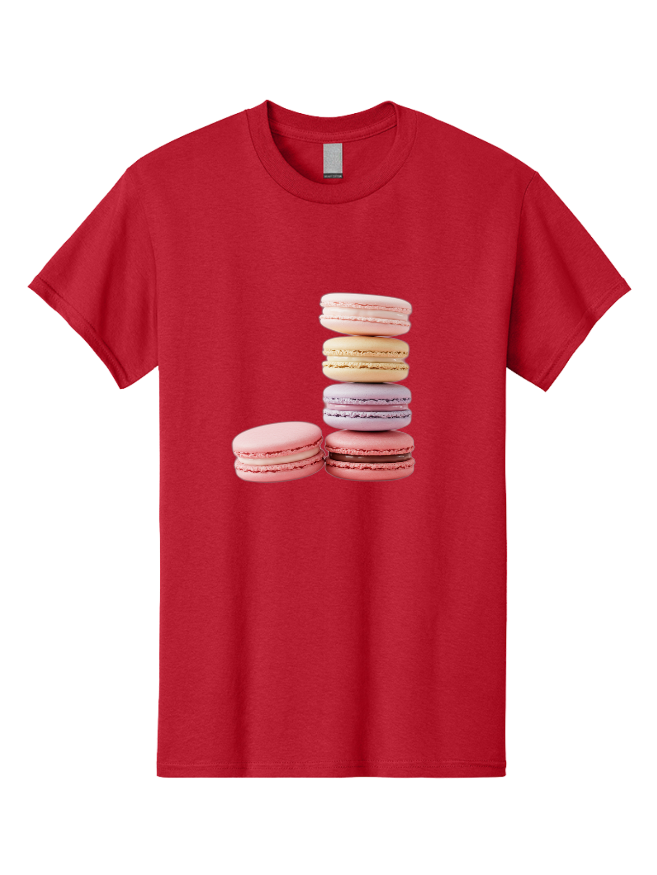 Macarons-3 Men'S Graphic Tee, 100% Cotton, Comfortable Casual Summer Wear, Machine Washable, Stacked Macarons, Pastel Colors, Pink, Purple, Beige, Dessert, Sweet Treats, French Macarons, Delicate Meringue-Based Cookies, Creamy Fillings, Baa947 5