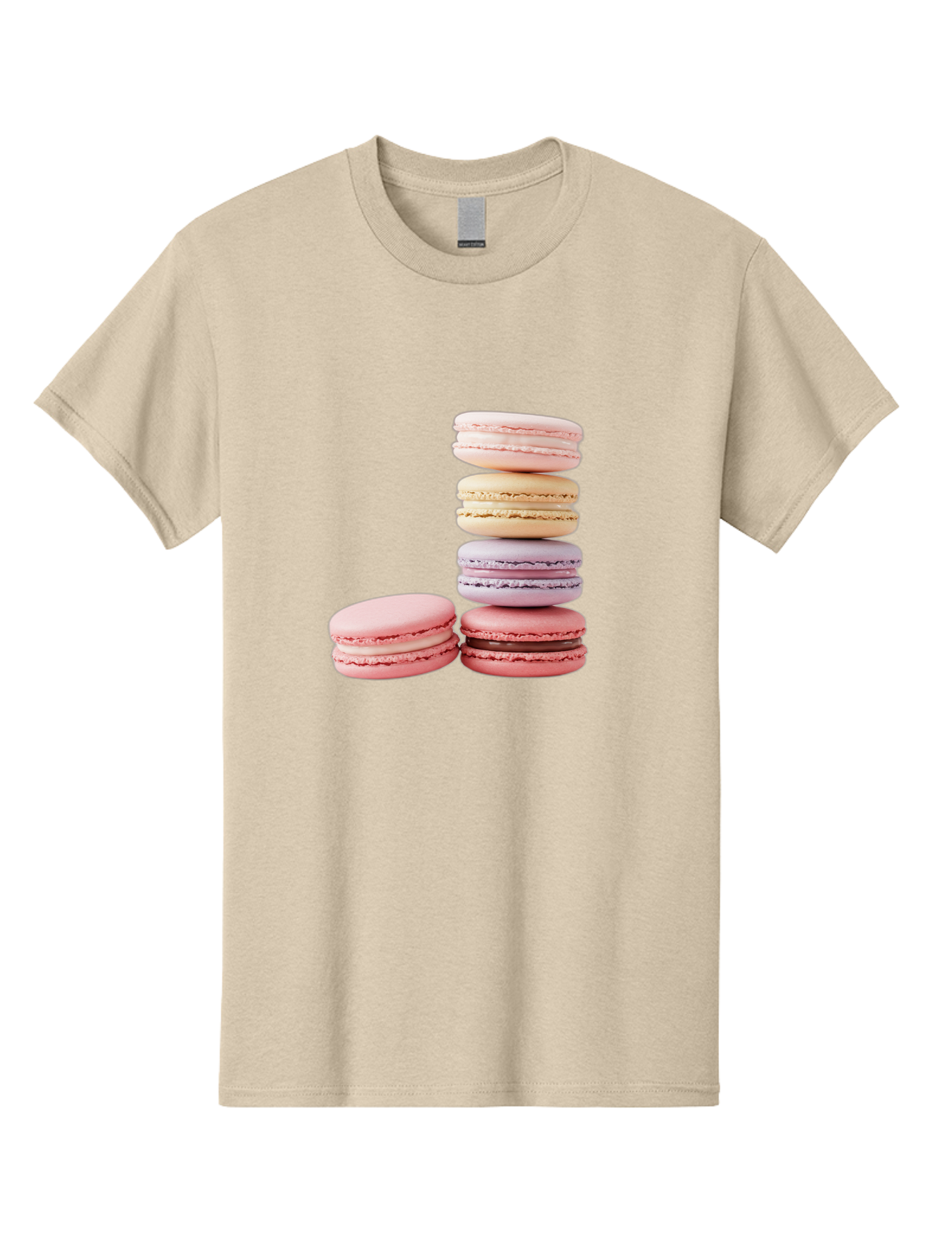 Macarons-3 Men'S Graphic Tee, 100% Cotton, Comfortable Casual Summer Wear, Machine Washable, Stacked Macarons, Pastel Colors, Pink, Purple, Beige, Dessert, Sweet Treats, French Macarons, Delicate Meringue-Based Cookies, Creamy Fillings, Baa947 21