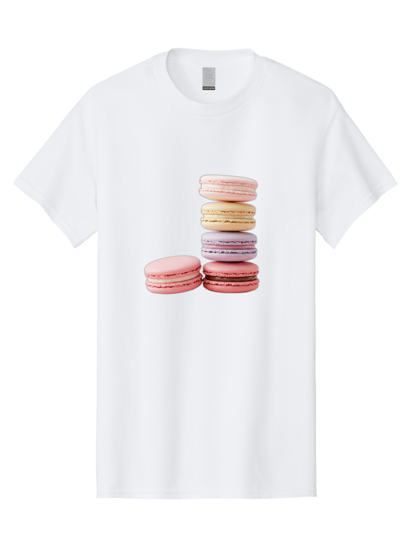 Macarons-3 Men'S Graphic Tee, 100% Cotton, Comfortable Casual Summer Wear, Machine Washable, Stacked Macarons, Pastel Colors, Pink, Purple, Beige, Dessert, Sweet Treats, French Macarons, Delicate Meringue-Based Cookies, Creamy Fillings, Baa947 15