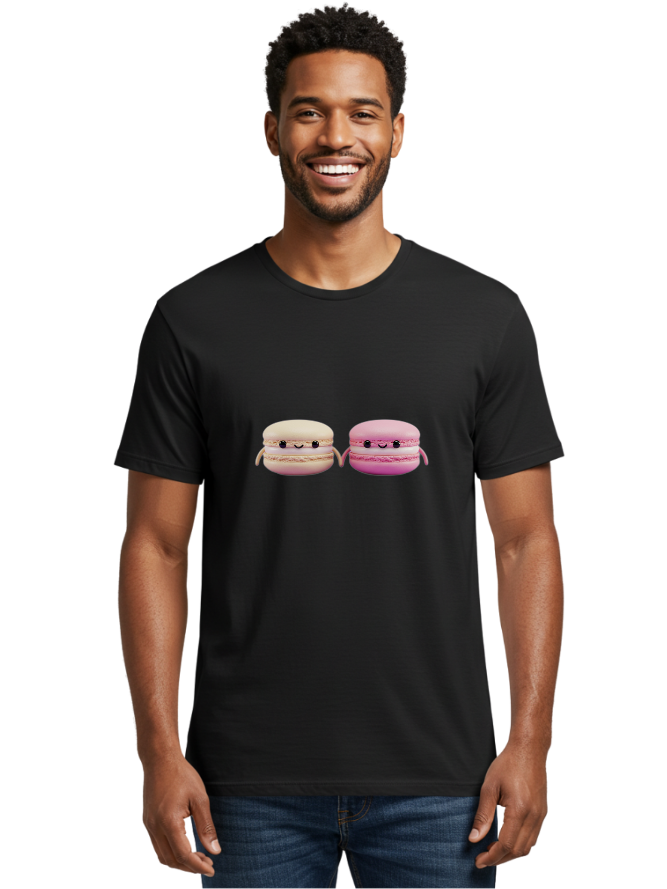 Macarons-5 Men'S Graphic Tee, 100% Cotton, Comfortable Casual Summer Wear, Machine Washable, Cute Macaron Characters, Pastel Colors, Soft Toys, Adorable Faces, Whimsical Design, Sweet Treats, Plush Friends, Kawaii Baa949 16