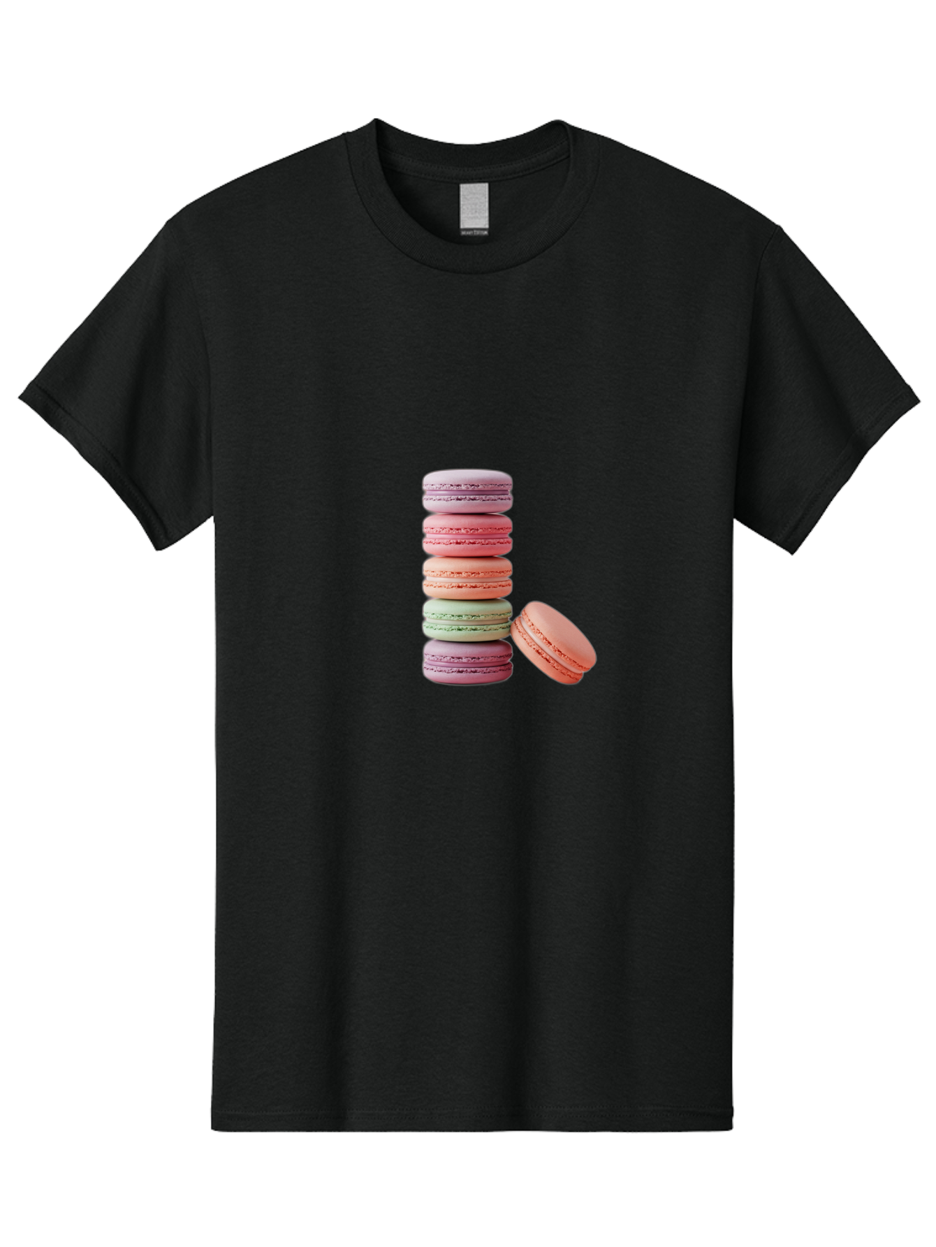 Macarons-Stack Men'S Graphic Tee, 100% Cotton, Comfortable Casual Summer Wear, Machine Washable, Colorful Macarons, Stacked Macarons, Pastel Colors, Sweet Treats, French Desserts, Delicate Cookies, Vibrant Hues, Layered Macarons Baa959 3