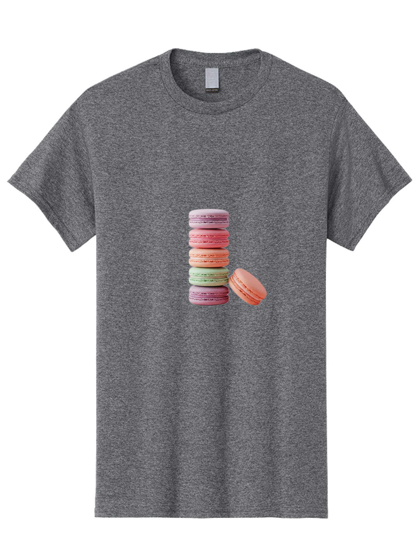 Macarons-Stack Men'S Graphic Tee, 100% Cotton, Comfortable Casual Summer Wear, Machine Washable, Colorful Macarons, Stacked Macarons, Pastel Colors, Sweet Treats, French Desserts, Delicate Cookies, Vibrant Hues, Layered Macarons Baa959 23