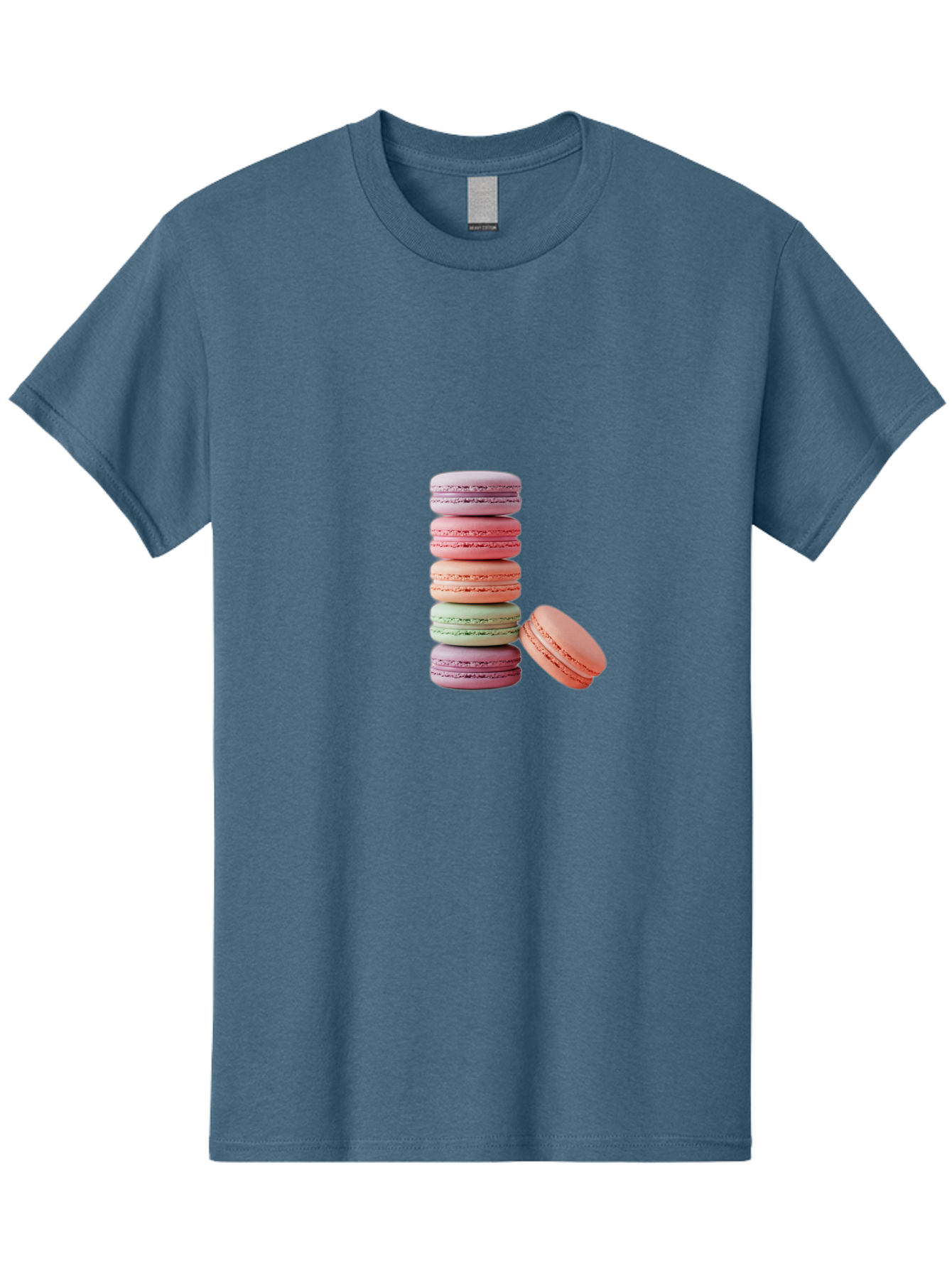 Macarons-Stack Men'S Graphic Tee, 100% Cotton, Comfortable Casual Summer Wear, Machine Washable, Colorful Macarons, Stacked Macarons, Pastel Colors, Sweet Treats, French Desserts, Delicate Cookies, Vibrant Hues, Layered Macarons Baa959 21