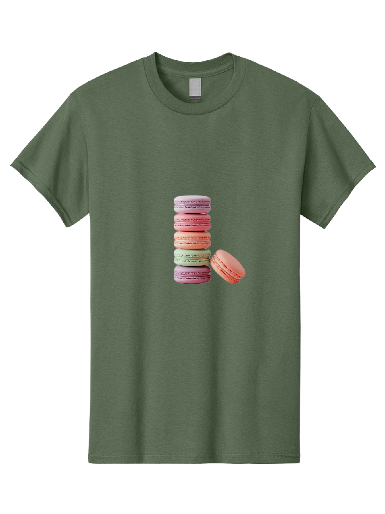 Macarons-Stack Men'S Graphic Tee, 100% Cotton, Comfortable Casual Summer Wear, Machine Washable, Colorful Macarons, Stacked Macarons, Pastel Colors, Sweet Treats, French Desserts, Delicate Cookies, Vibrant Hues, Layered Macarons Baa959 13