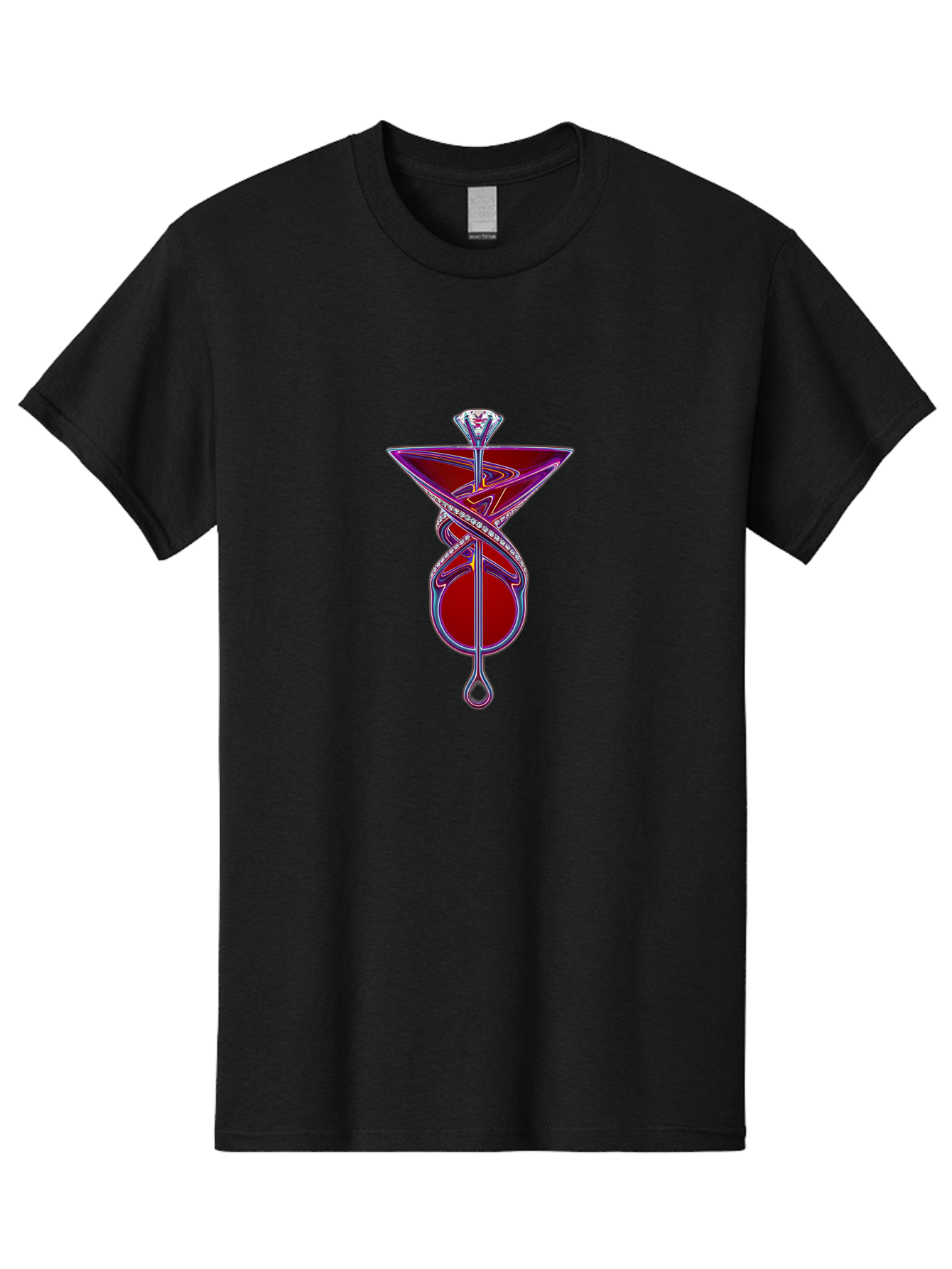 Martini-Glass-With-Snake Men'S Graphic Tee, 100% Cotton, Comfortable Casual Summer Wear, Machine Washable, Martini Glass, Cocktail, Diamond Ring, Luxury, Purple Accents, Red Liquid, Swirling Design, Glamorous, Sophisticated, Celebratory Drink Baa969 17