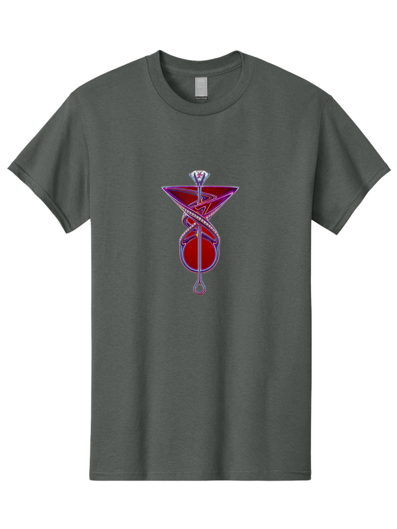 Martini-Glass-With-Snake Men'S Graphic Tee, 100% Cotton, Comfortable Casual Summer Wear, Machine Washable, Martini Glass, Cocktail, Diamond Ring, Luxury, Purple Accents, Red Liquid, Swirling Design, Glamorous, Sophisticated, Celebratory Drink Baa969 11