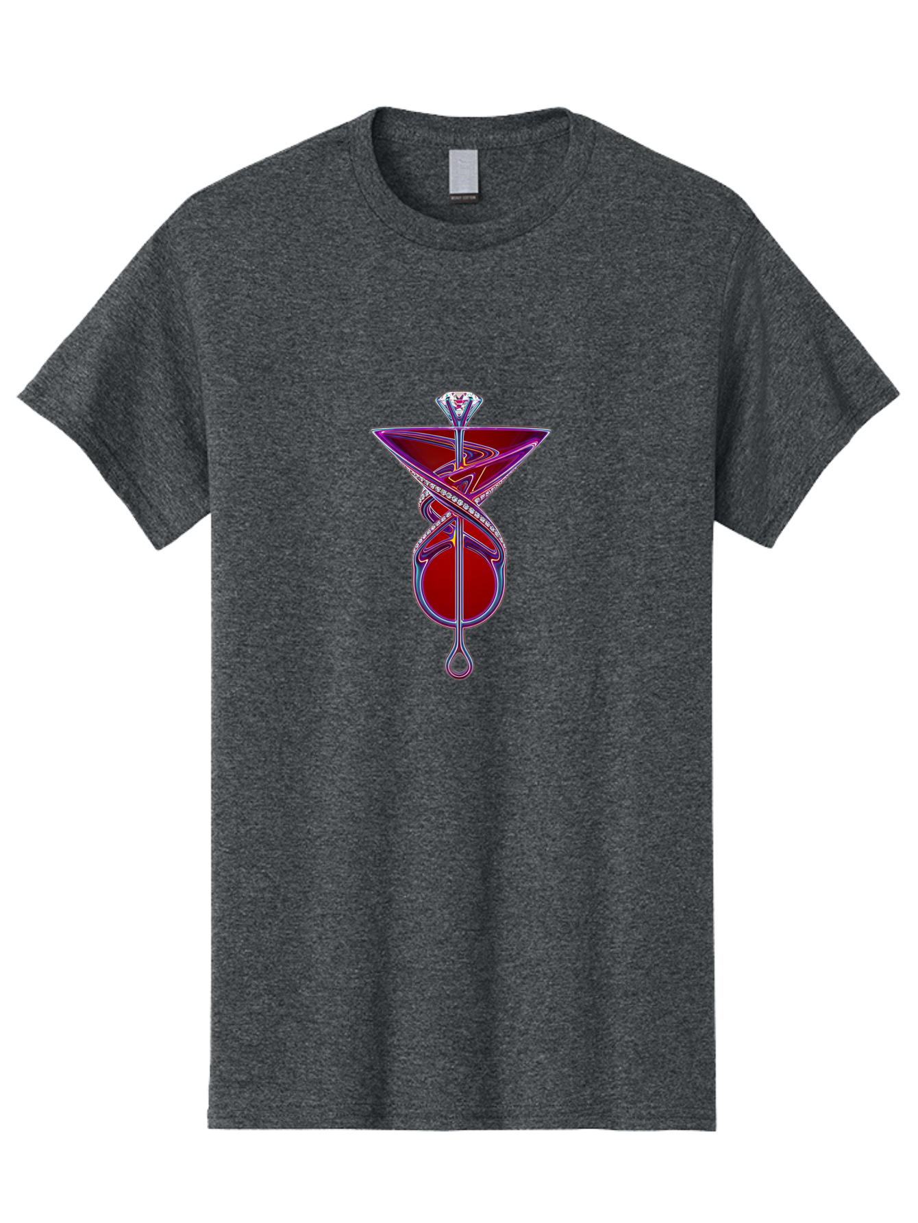 Martini-Glass-With-Snake Men'S Graphic Tee, 100% Cotton, Comfortable Casual Summer Wear, Machine Washable, Martini Glass, Cocktail, Diamond Ring, Luxury, Purple Accents, Red Liquid, Swirling Design, Glamorous, Sophisticated, Celebratory Drink Baa969 5