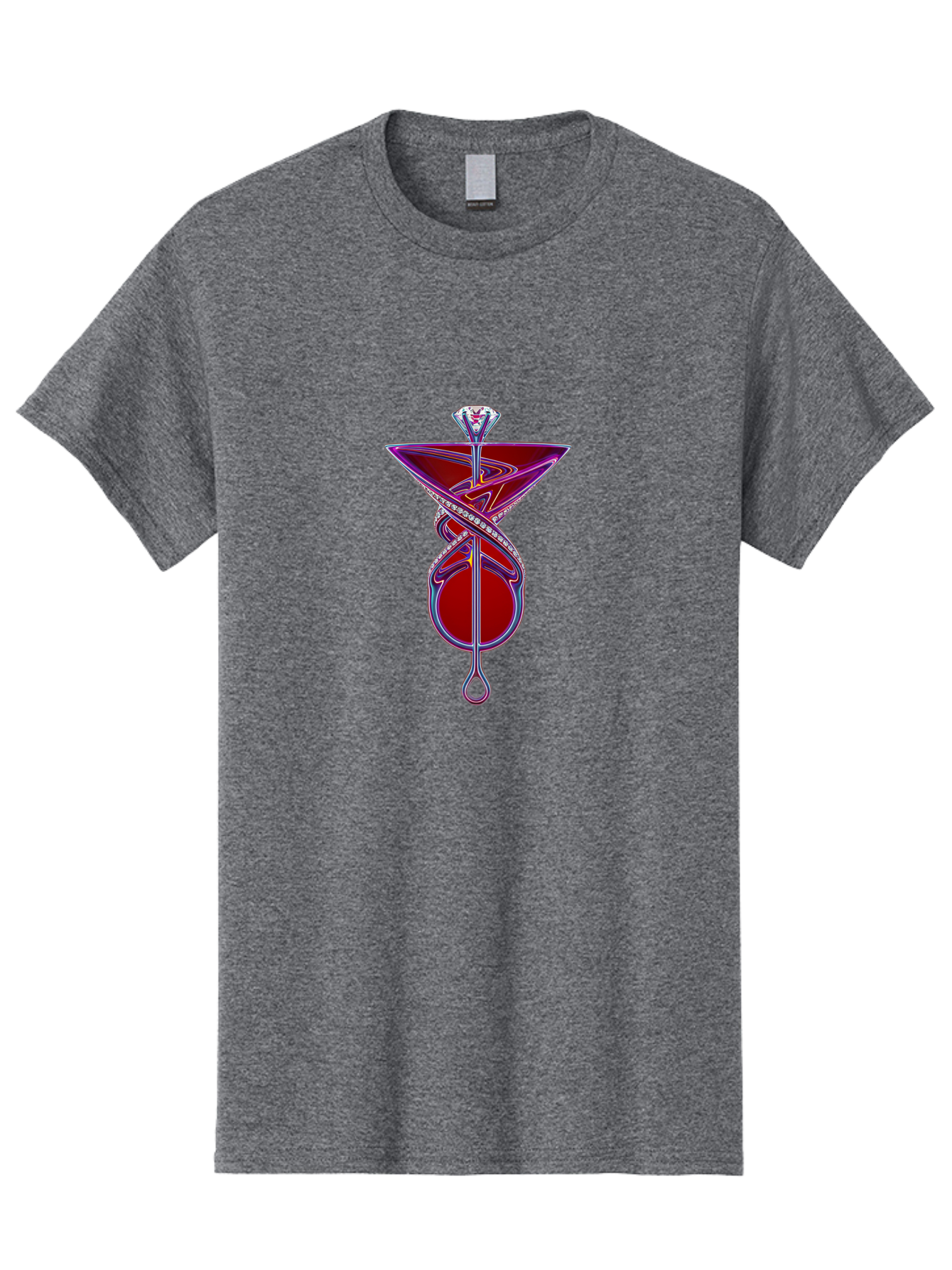 Martini-Glass-With-Snake Men'S Graphic Tee, 100% Cotton, Comfortable Casual Summer Wear, Machine Washable, Martini Glass, Cocktail, Diamond Ring, Luxury, Purple Accents, Red Liquid, Swirling Design, Glamorous, Sophisticated, Celebratory Drink Baa969 19