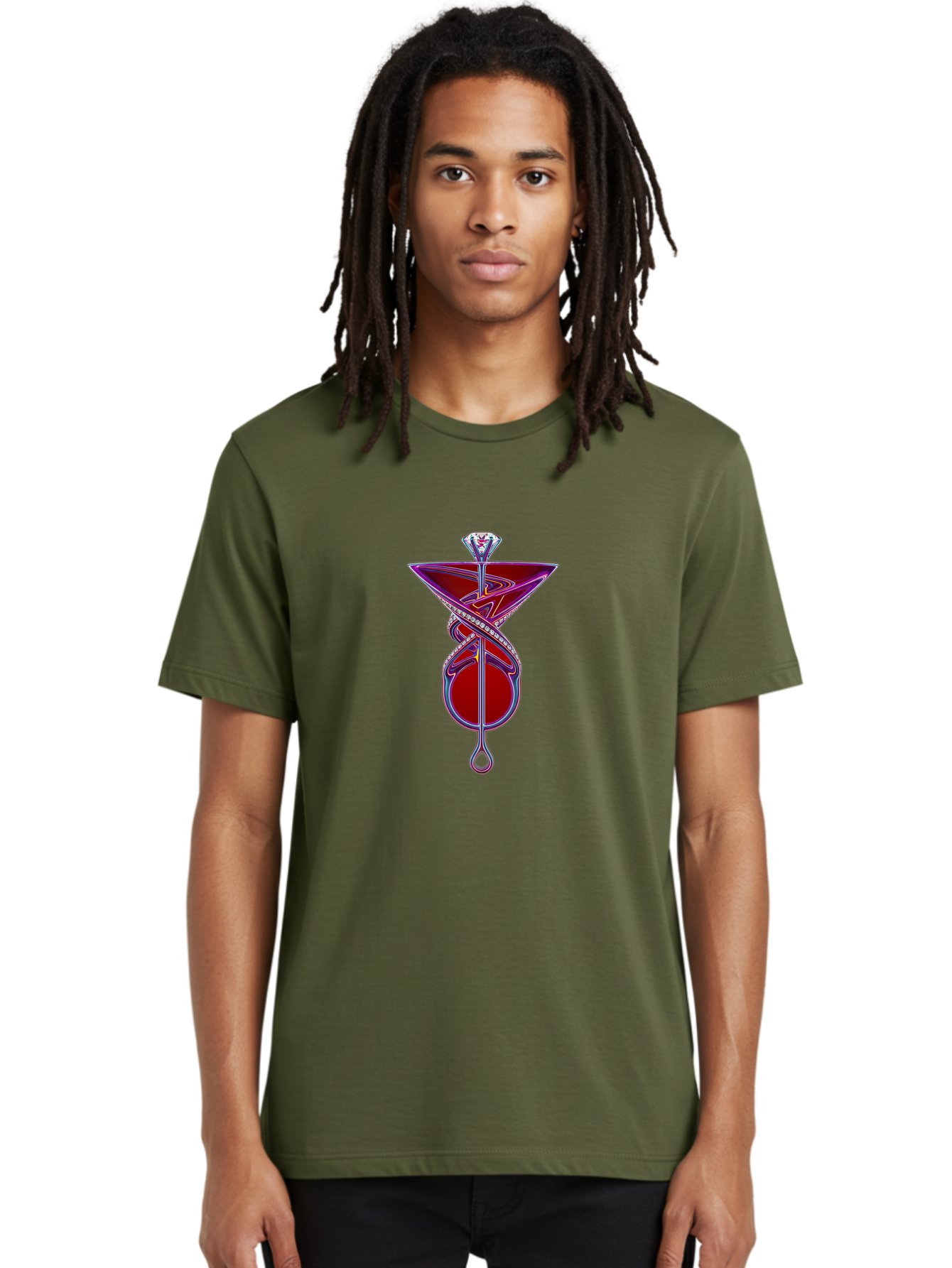 Martini-Glass-With-Snake Men'S Graphic Tee, 100% Cotton, Comfortable Casual Summer Wear, Machine Washable, Martini Glass, Cocktail, Diamond Ring, Luxury, Purple Accents, Red Liquid, Swirling Design, Glamorous, Sophisticated, Celebratory Drink Baa969 22