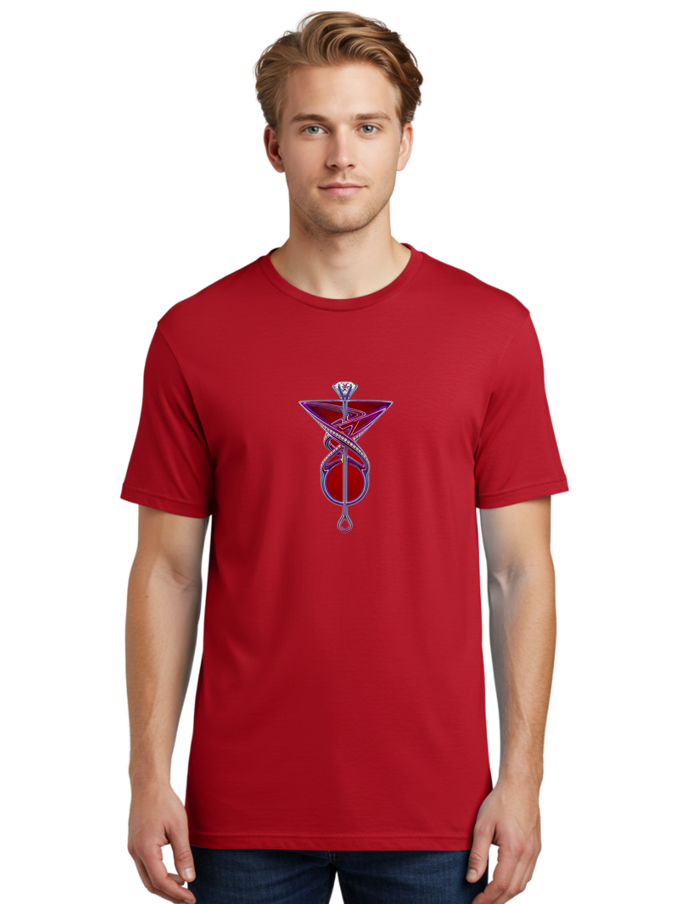 Martini-Glass-With-Snake Men'S Graphic Tee, 100% Cotton, Comfortable Casual Summer Wear, Machine Washable, Martini Glass, Cocktail, Diamond Ring, Luxury, Purple Accents, Red Liquid, Swirling Design, Glamorous, Sophisticated, Celebratory Drink Baa969 28