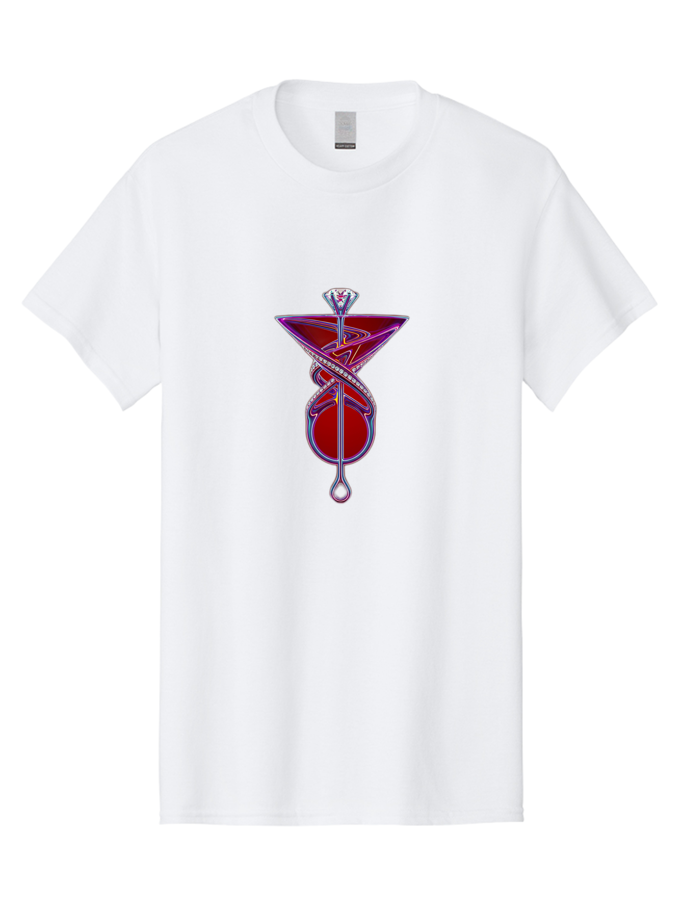 Martini-Glass-With-Snake Men'S Graphic Tee, 100% Cotton, Comfortable Casual Summer Wear, Machine Washable, Martini Glass, Cocktail, Diamond Ring, Luxury, Purple Accents, Red Liquid, Swirling Design, Glamorous, Sophisticated, Celebratory Drink Baa969 3