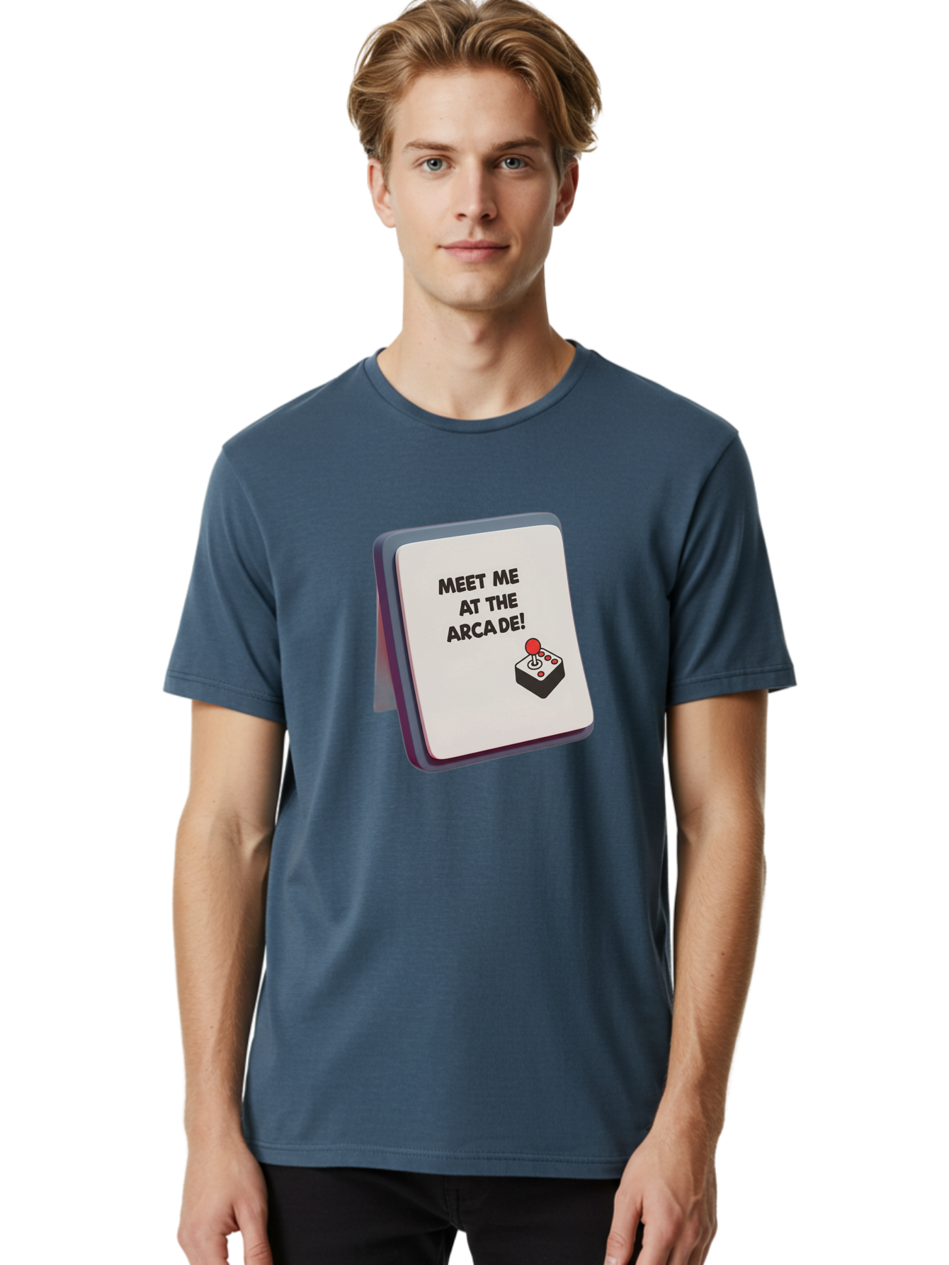 Meet-Me-At-The-Arcade Men'S Graphic Tee, 100% Cotton, Comfortable Casual Summer Wear, Machine Washable, Arcade Invitation, Vintage Video Games, Retro Gaming, Nostalgic Fun, Gaming Culture, Joystick Graphics, Classic Arcade Vibes, Baa998 28
