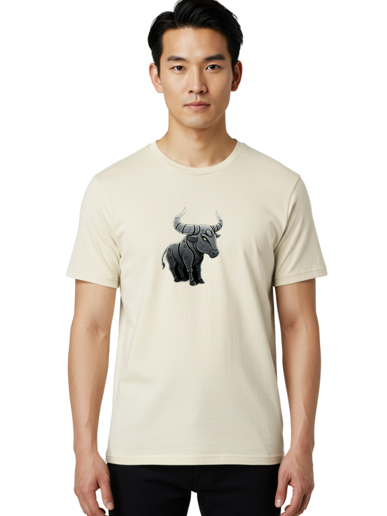 Metal-Bull Men'S Graphic Tee, 100% Cotton, Comfortable Casual Summer Wear, Machine Washable, Robotic Bull, Metallic Body, Mechanical Creature, Artificial Intelligence, Futuristic Design, Sci-Fi Art, Cybernetic Animal, Modern Illustration, Bab001 20