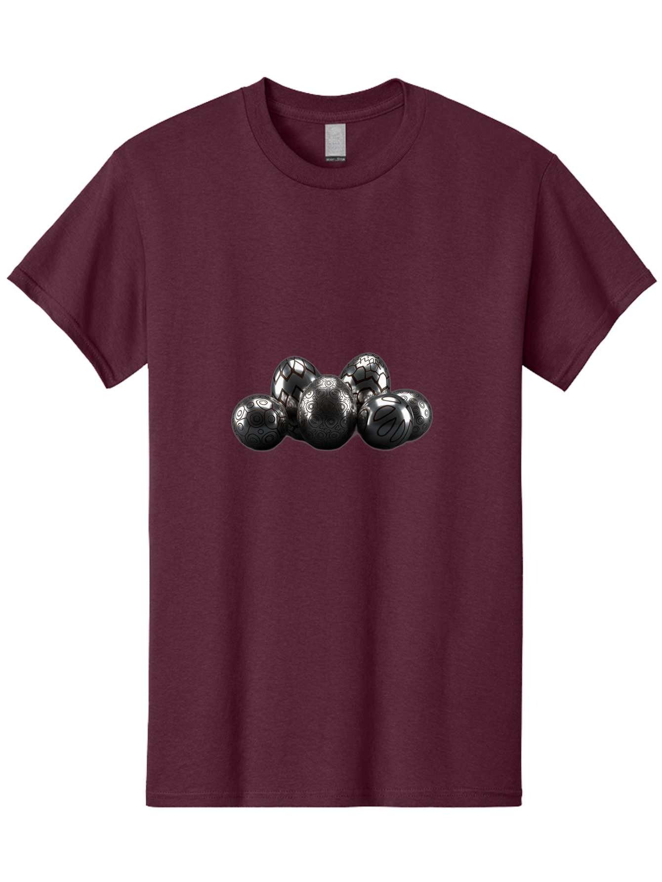 Metallic-Eggs Men'S Graphic Tee, 100% Cotton, Comfortable Casual Summer Wear, Machine Washable, Black And White Eggs, Decorative Patterns, Easter Eggs, Digital Art, Graphic Design, Ornate Details, Symmetrical Designs, Modern Illustration, Bab003 23