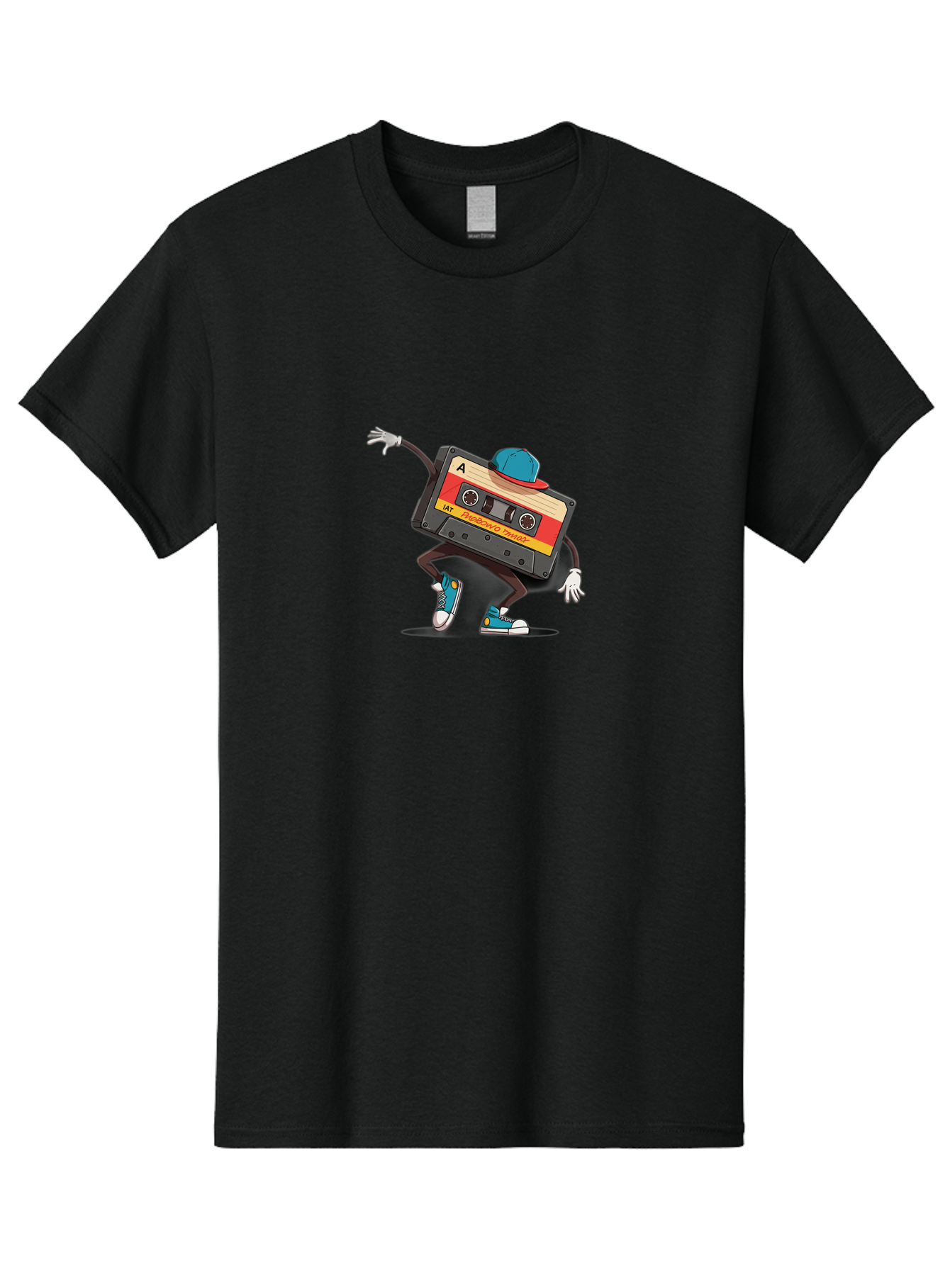 Mix-Cassette Men'S Graphic Tee, 100% Cotton, Comfortable Casual Summer Wear, Machine Washable, Cartoon Cassette Tape, Mixtape Character, Dancing Music, Retro Vibe, Vintage Style, Cool Hat, Sneakers, Fun Illustration, Music Lover, Bab013 9