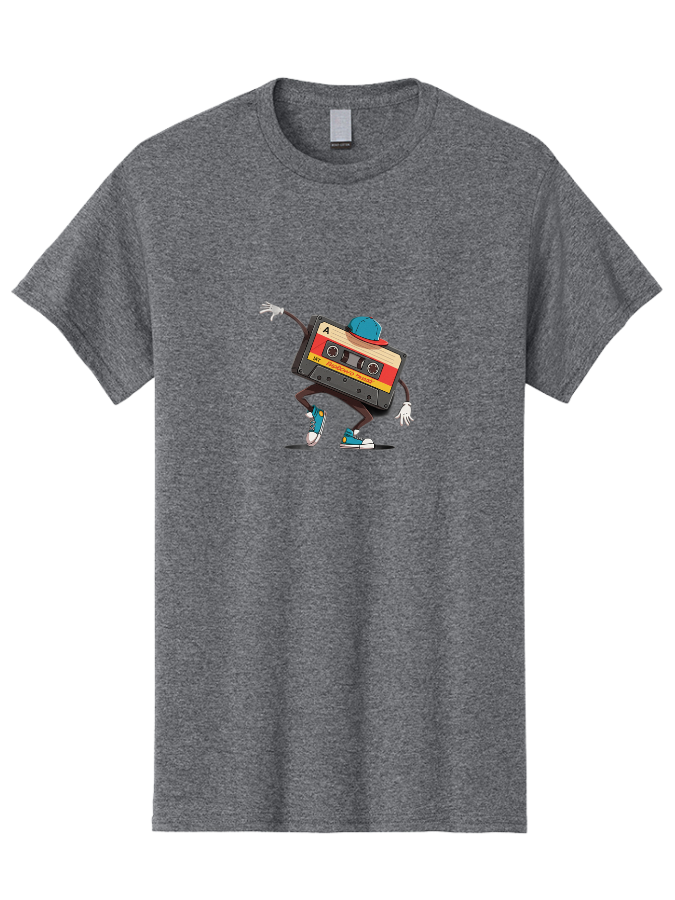 Mix-Cassette Men'S Graphic Tee, 100% Cotton, Comfortable Casual Summer Wear, Machine Washable, Cartoon Cassette Tape, Mixtape Character, Dancing Music, Retro Vibe, Vintage Style, Cool Hat, Sneakers, Fun Illustration, Music Lover, Bab013 7