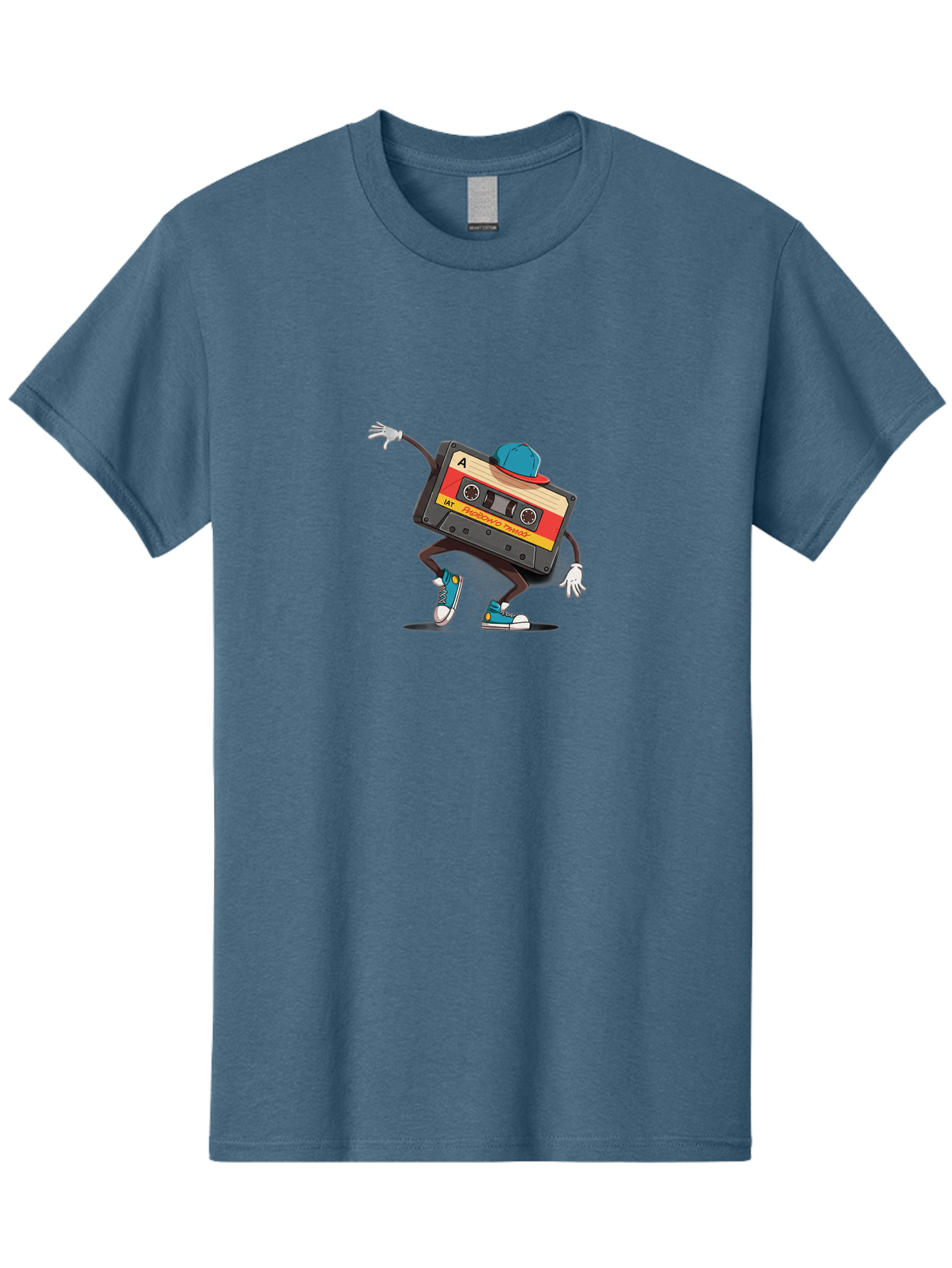 Mix-Cassette Men'S Graphic Tee, 100% Cotton, Comfortable Casual Summer Wear, Machine Washable, Cartoon Cassette Tape, Mixtape Character, Dancing Music, Retro Vibe, Vintage Style, Cool Hat, Sneakers, Fun Illustration, Music Lover, Bab013 25