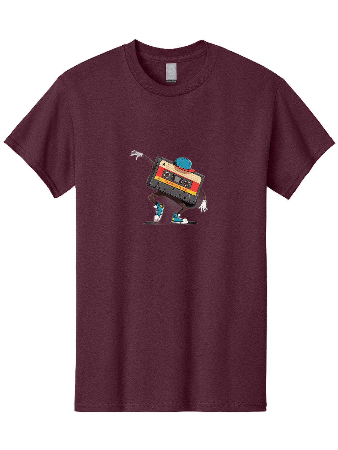 Mix-Cassette Men'S Graphic Tee, 100% Cotton, Comfortable Casual Summer Wear, Machine Washable, Cartoon Cassette Tape, Mixtape Character, Dancing Music, Retro Vibe, Vintage Style, Cool Hat, Sneakers, Fun Illustration, Music Lover, Bab013 3