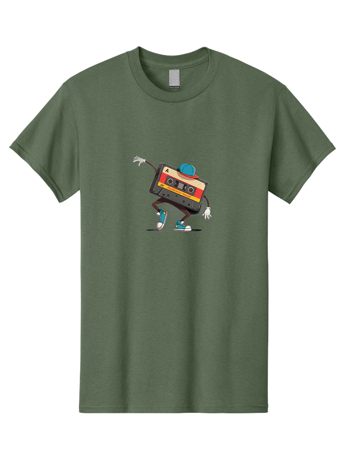Mix-Cassette Men'S Graphic Tee, 100% Cotton, Comfortable Casual Summer Wear, Machine Washable, Cartoon Cassette Tape, Mixtape Character, Dancing Music, Retro Vibe, Vintage Style, Cool Hat, Sneakers, Fun Illustration, Music Lover, Bab013 19