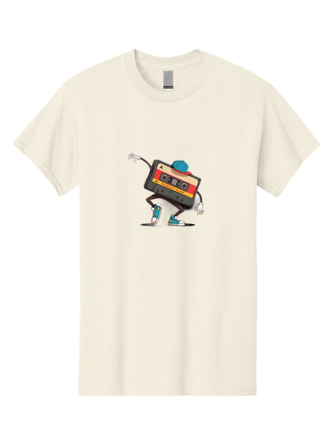 Mix-Cassette Men'S Graphic Tee, 100% Cotton, Comfortable Casual Summer Wear, Machine Washable, Cartoon Cassette Tape, Mixtape Character, Dancing Music, Retro Vibe, Vintage Style, Cool Hat, Sneakers, Fun Illustration, Music Lover, Bab013 29