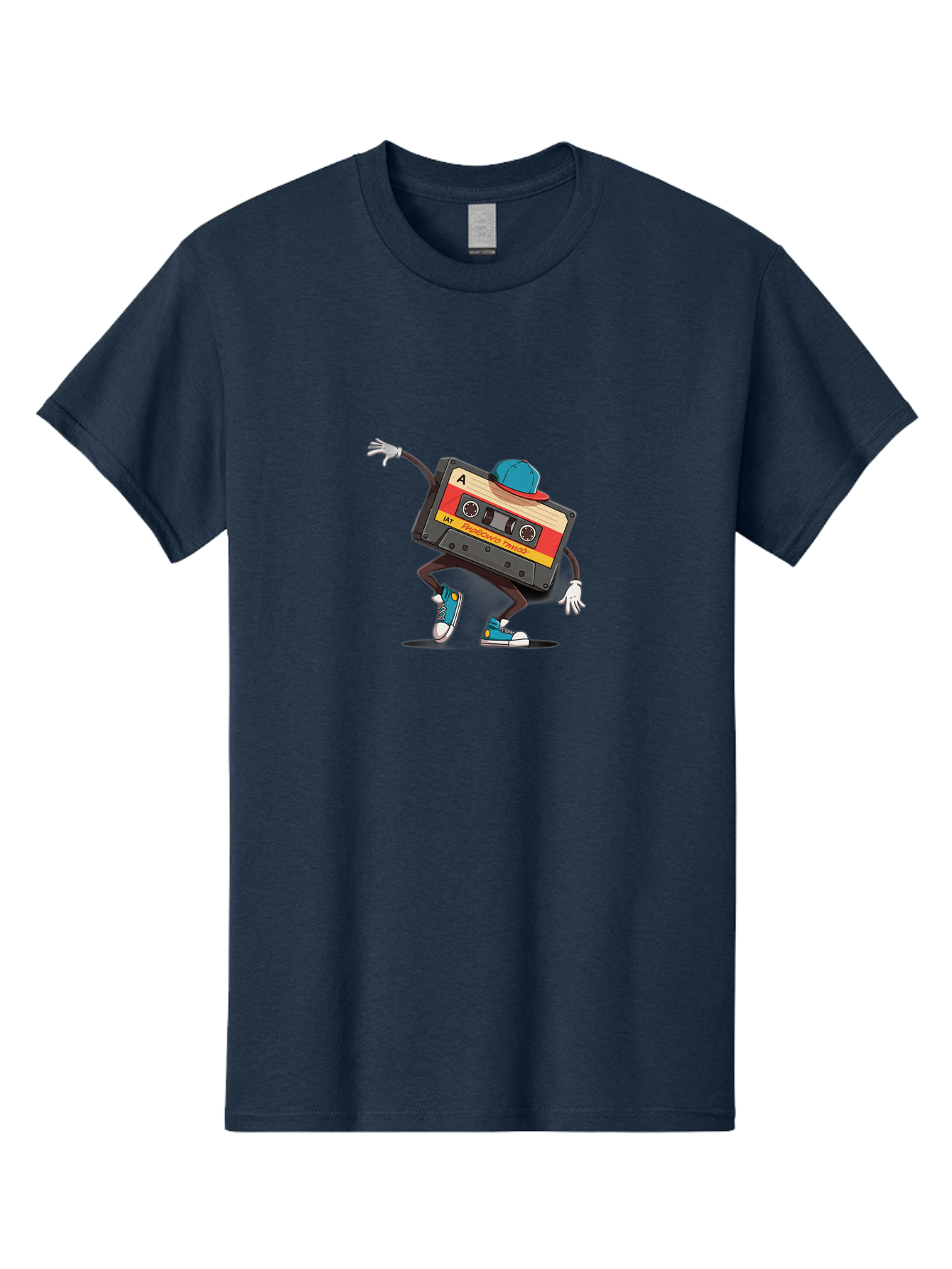 Mix-Cassette Men'S Graphic Tee, 100% Cotton, Comfortable Casual Summer Wear, Machine Washable, Cartoon Cassette Tape, Mixtape Character, Dancing Music, Retro Vibe, Vintage Style, Cool Hat, Sneakers, Fun Illustration, Music Lover, Bab013 17