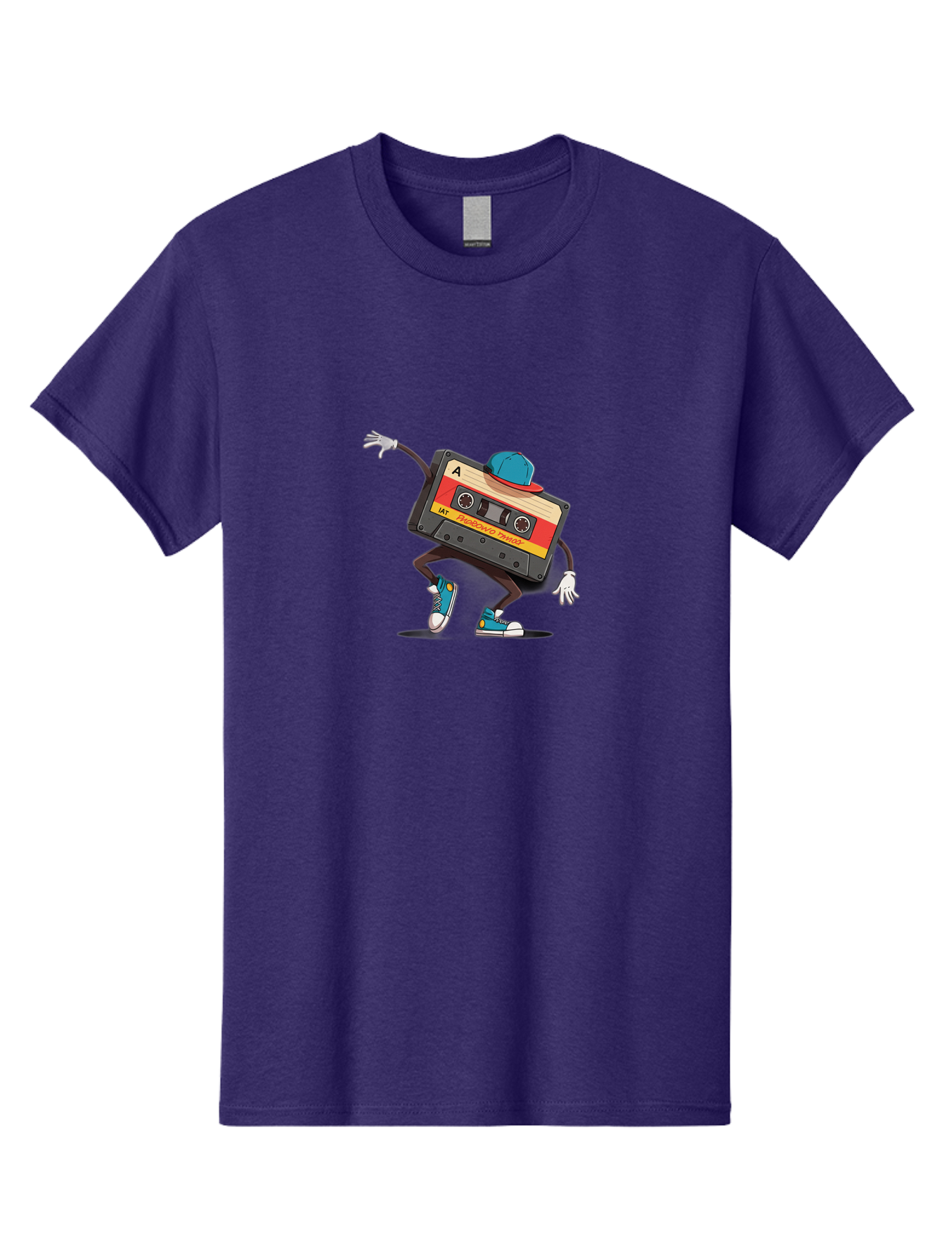 Mix-Cassette Men'S Graphic Tee, 100% Cotton, Comfortable Casual Summer Wear, Machine Washable, Cartoon Cassette Tape, Mixtape Character, Dancing Music, Retro Vibe, Vintage Style, Cool Hat, Sneakers, Fun Illustration, Music Lover, Bab013 5