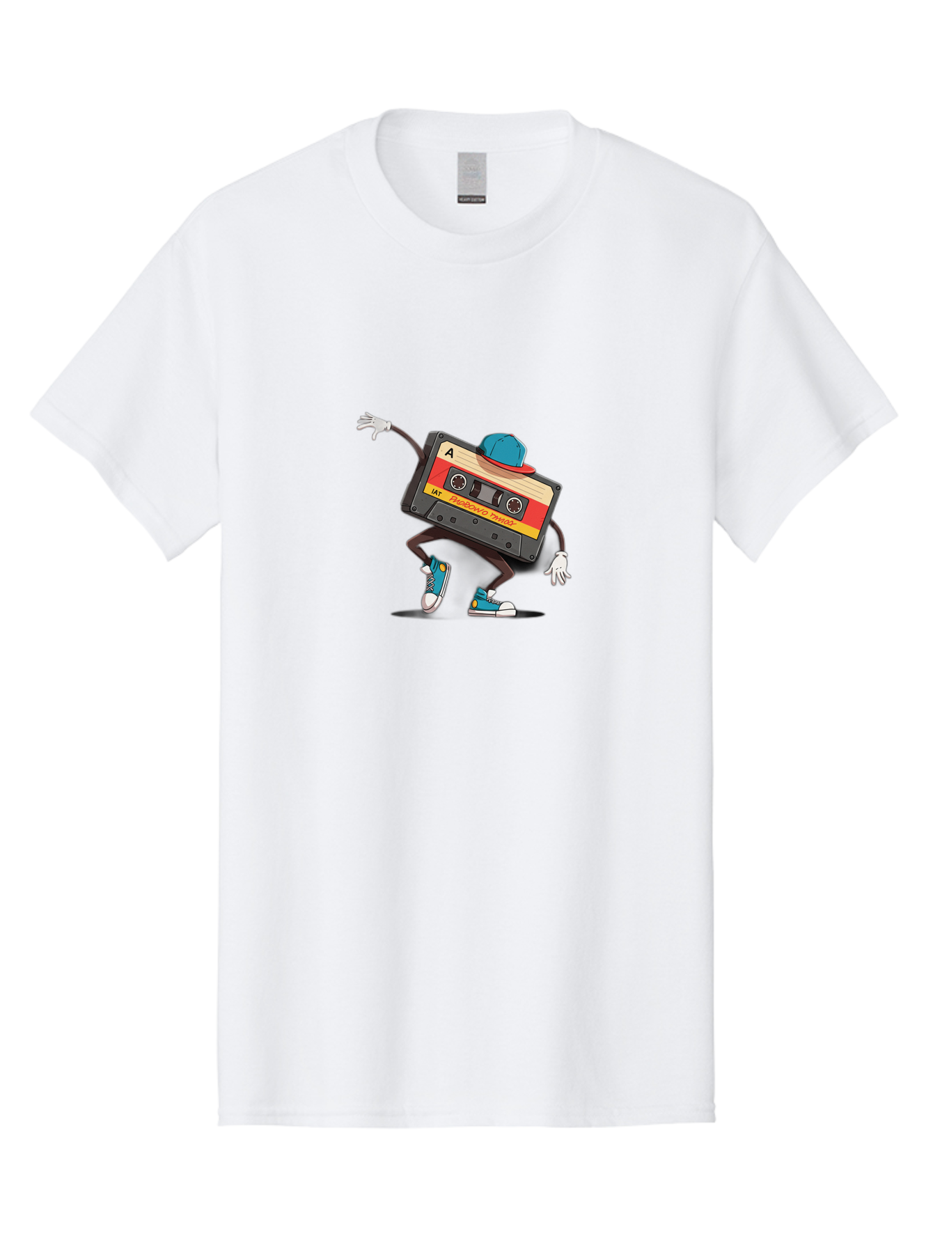 Mix-Cassette Men'S Graphic Tee, 100% Cotton, Comfortable Casual Summer Wear, Machine Washable, Cartoon Cassette Tape, Mixtape Character, Dancing Music, Retro Vibe, Vintage Style, Cool Hat, Sneakers, Fun Illustration, Music Lover, Bab013 11