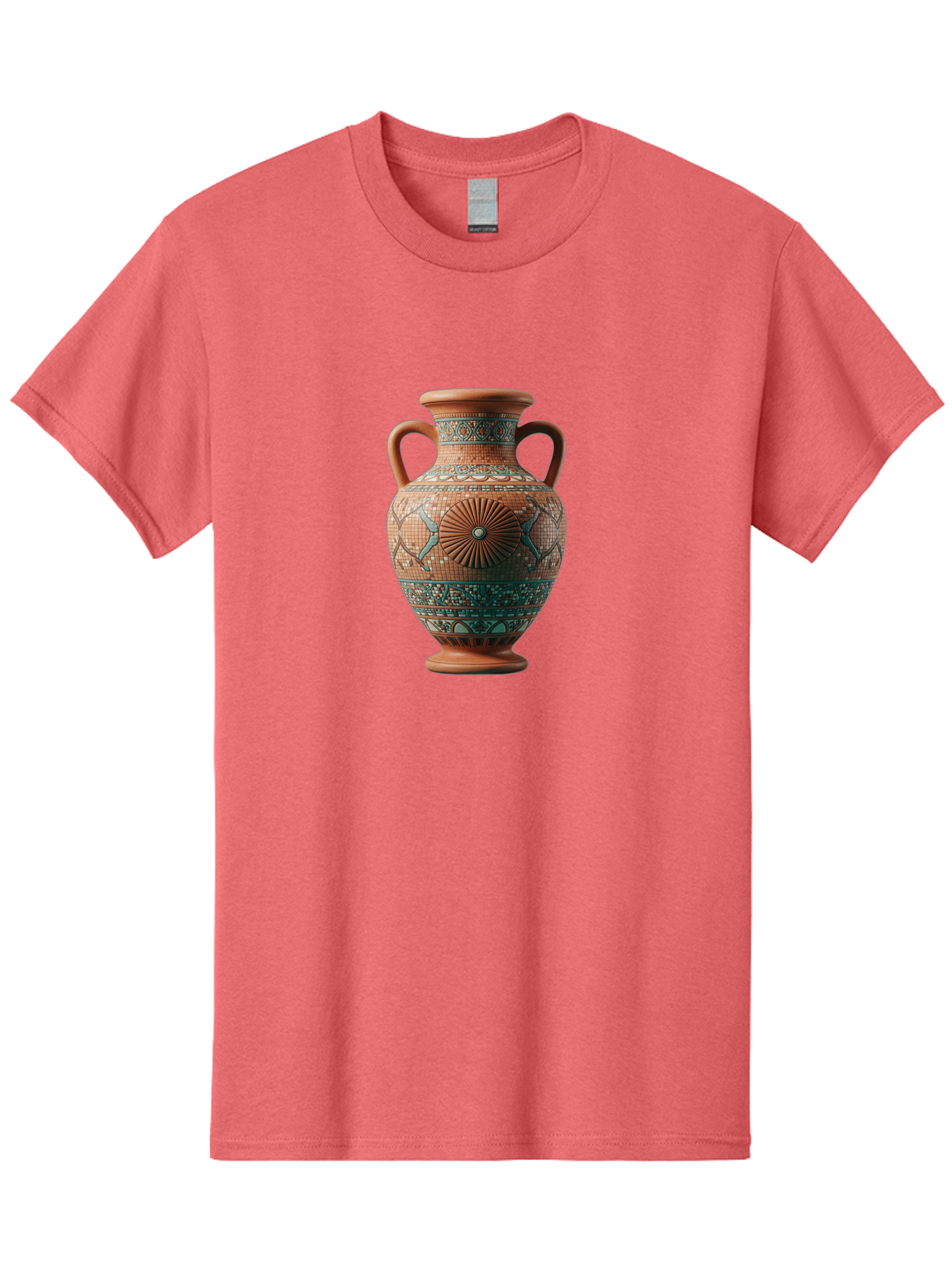 Mosaic-Vase Men'S Graphic Tee, 100% Cotton, Comfortable Casual Summer Wear, Machine Washable, Ancient Greek Vase, Terracotta Pottery, Classical Design, Ornate Patterns, Mosaic Art, Cultural Heritage, Traditional Craftsmanship, Bab023 25