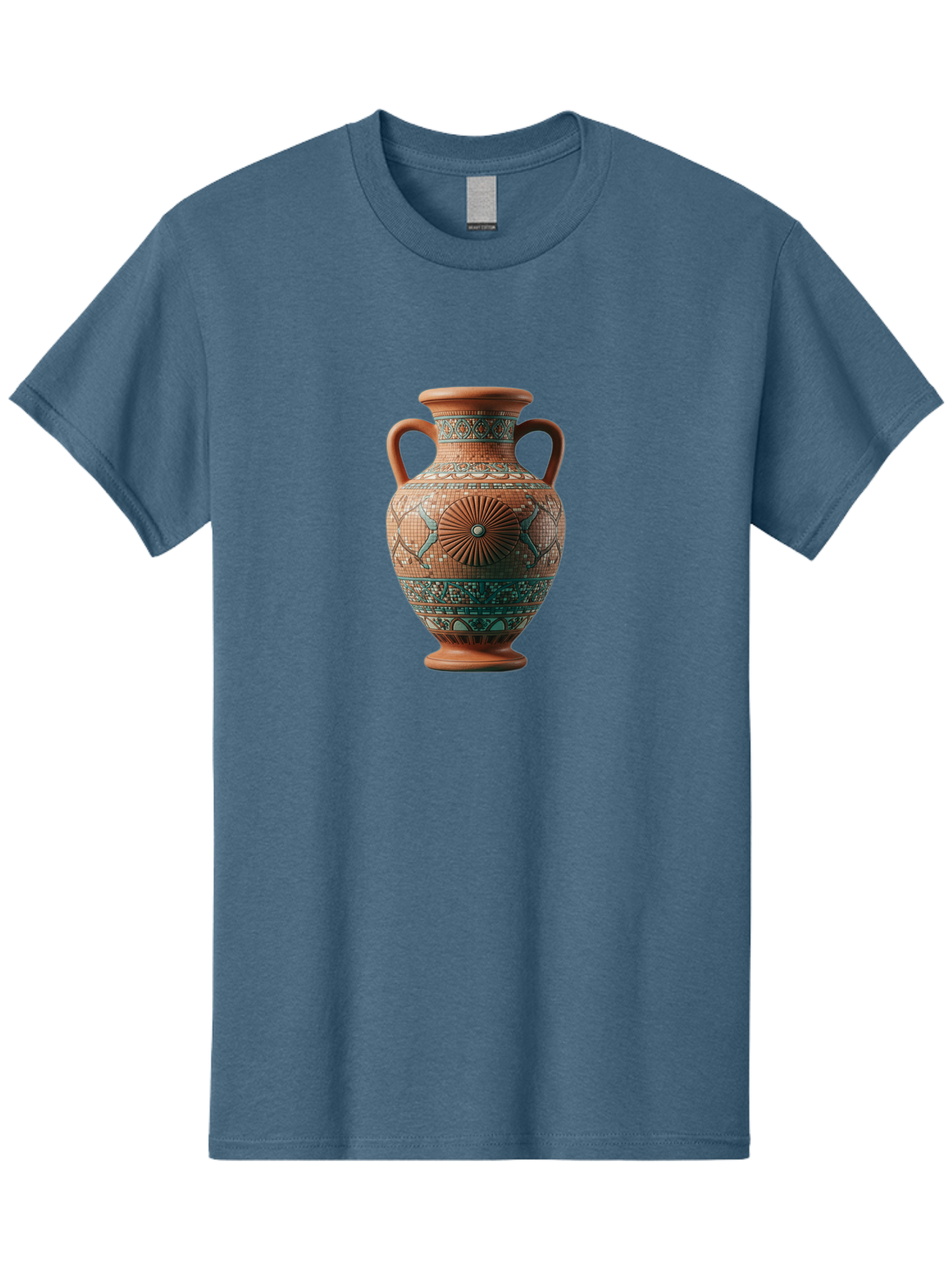 Mosaic-Vase Men'S Graphic Tee, 100% Cotton, Comfortable Casual Summer Wear, Machine Washable, Ancient Greek Vase, Terracotta Pottery, Classical Design, Ornate Patterns, Mosaic Art, Cultural Heritage, Traditional Craftsmanship, Bab023 29