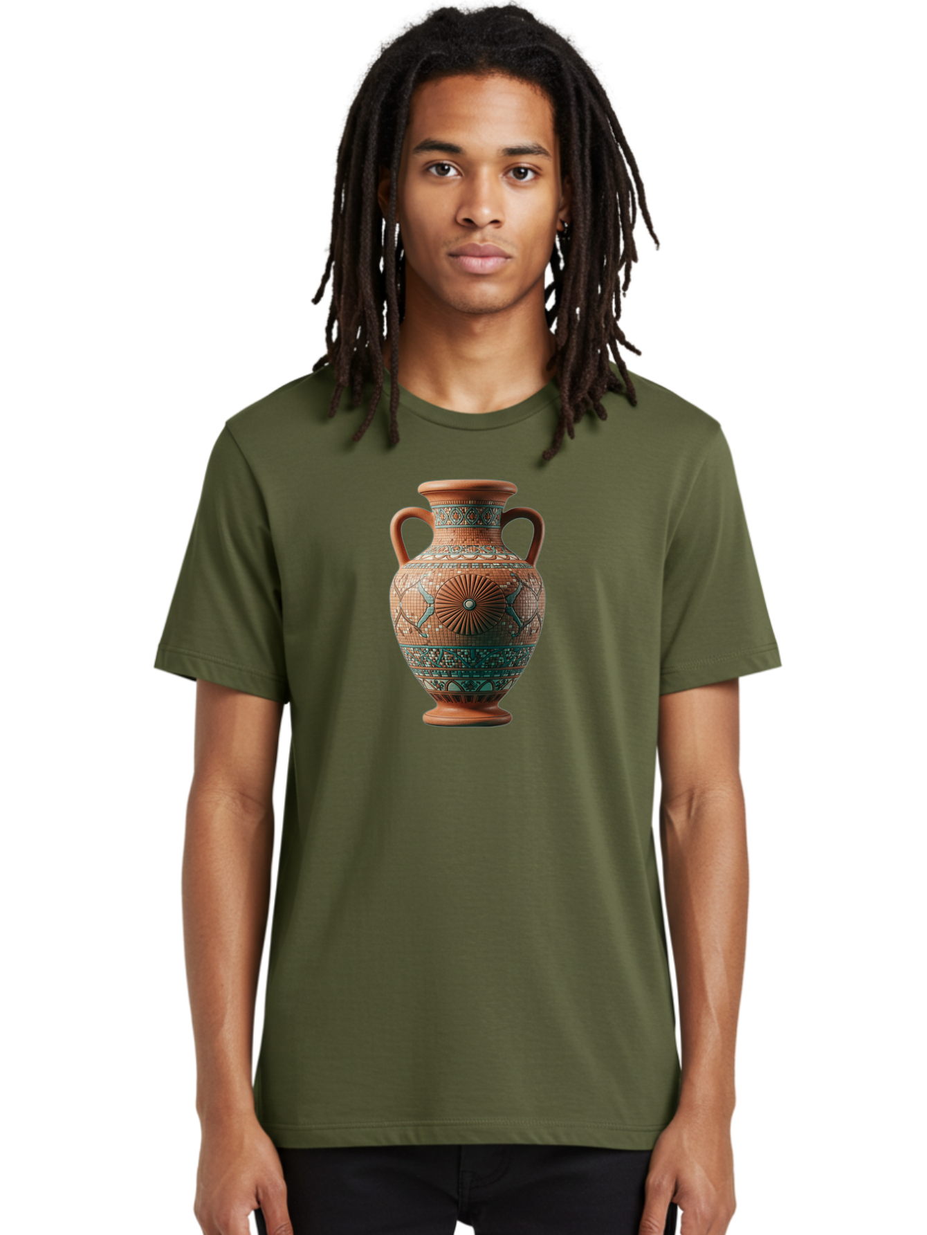 Mosaic-Vase Men'S Graphic Tee, 100% Cotton, Comfortable Casual Summer Wear, Machine Washable, Ancient Greek Vase, Terracotta Pottery, Classical Design, Ornate Patterns, Mosaic Art, Cultural Heritage, Traditional Craftsmanship, Bab023 18