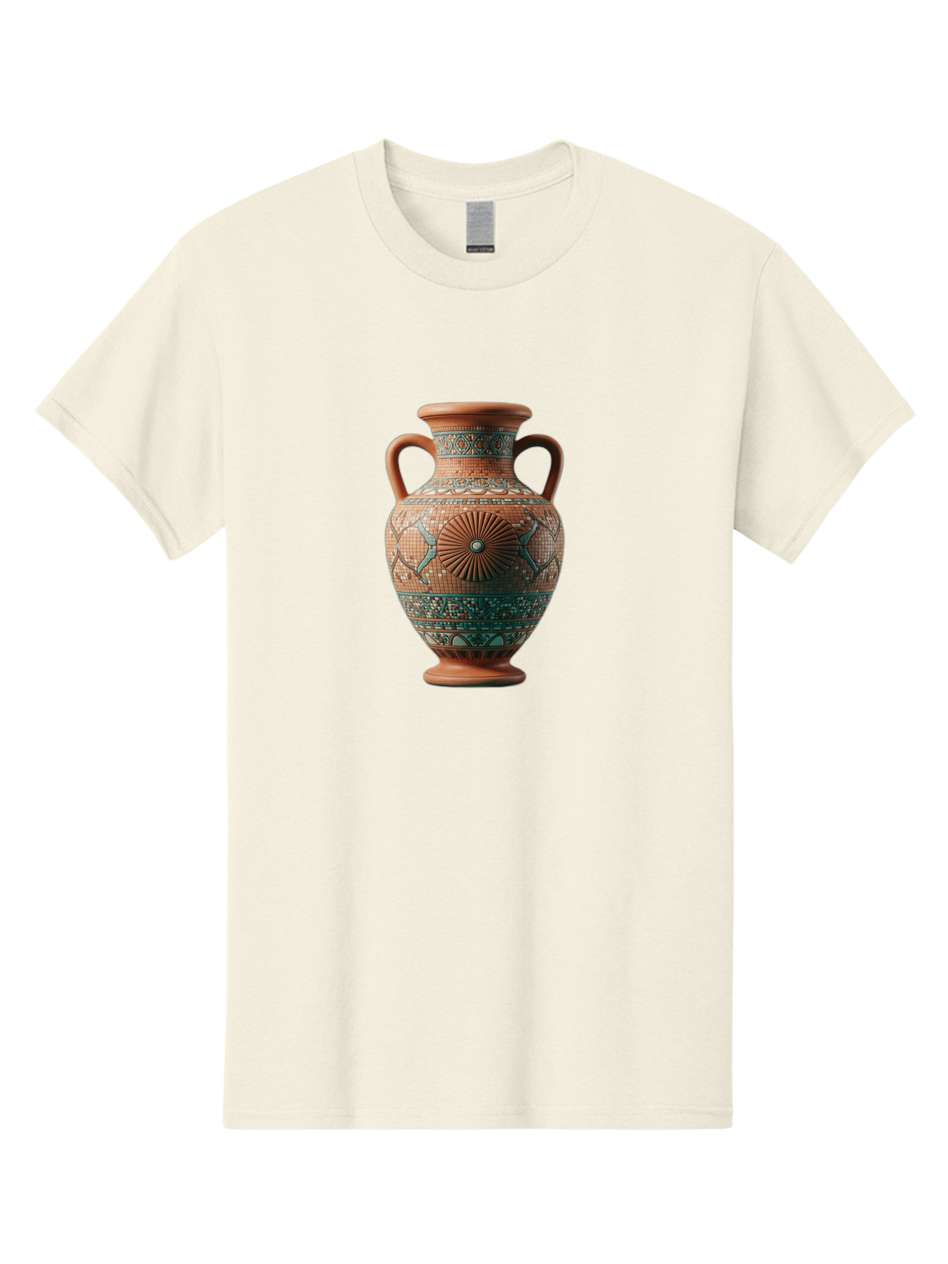 Mosaic-Vase Men'S Graphic Tee, 100% Cotton, Comfortable Casual Summer Wear, Machine Washable, Ancient Greek Vase, Terracotta Pottery, Classical Design, Ornate Patterns, Mosaic Art, Cultural Heritage, Traditional Craftsmanship, Bab023 3
