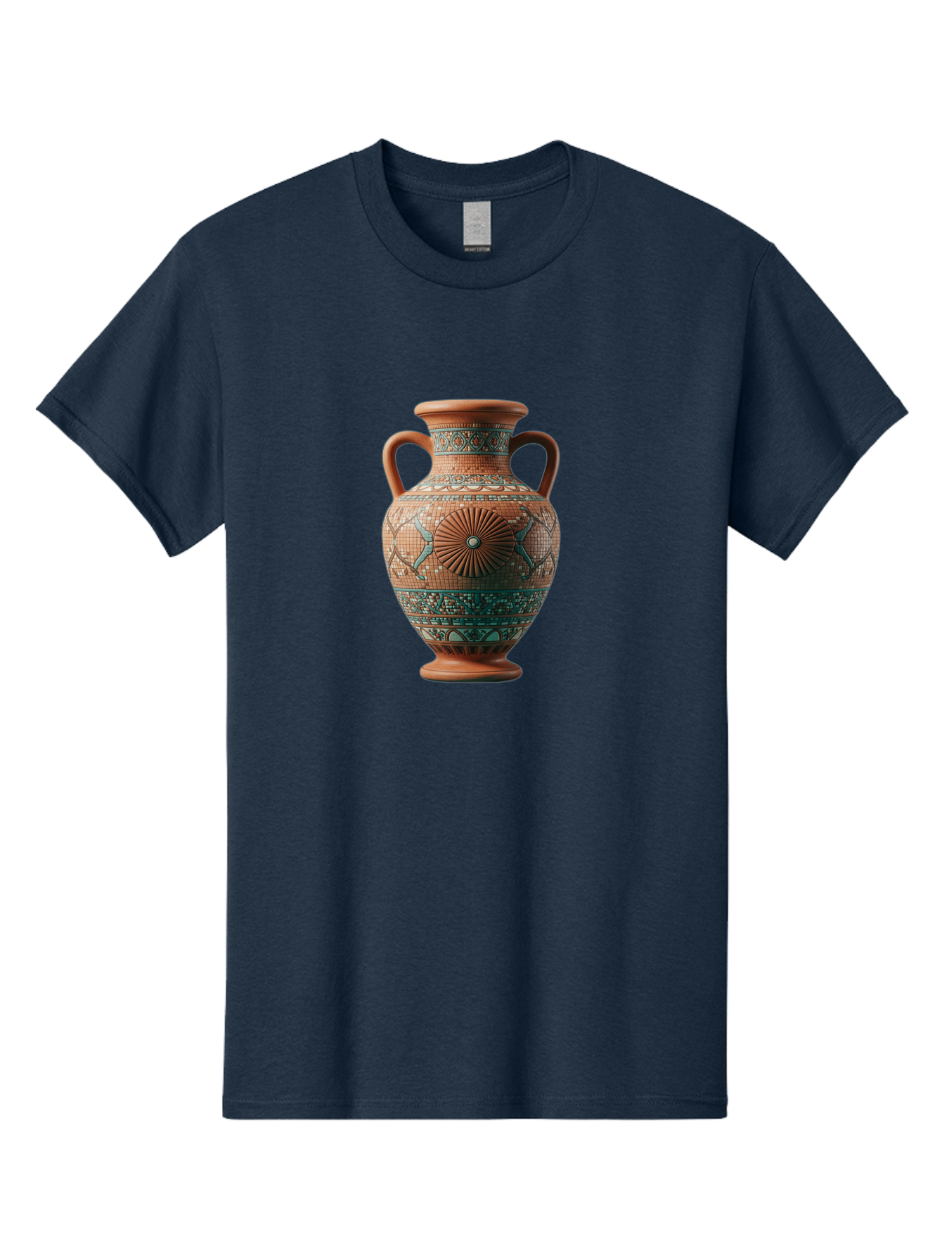Mosaic-Vase Men'S Graphic Tee, 100% Cotton, Comfortable Casual Summer Wear, Machine Washable, Ancient Greek Vase, Terracotta Pottery, Classical Design, Ornate Patterns, Mosaic Art, Cultural Heritage, Traditional Craftsmanship, Bab023 15