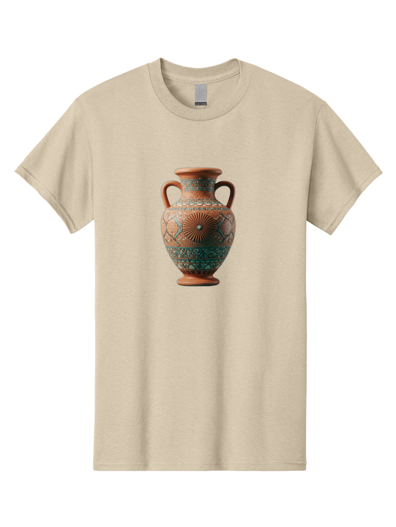 Mosaic-Vase Men'S Graphic Tee, 100% Cotton, Comfortable Casual Summer Wear, Machine Washable, Ancient Greek Vase, Terracotta Pottery, Classical Design, Ornate Patterns, Mosaic Art, Cultural Heritage, Traditional Craftsmanship, Bab023 23