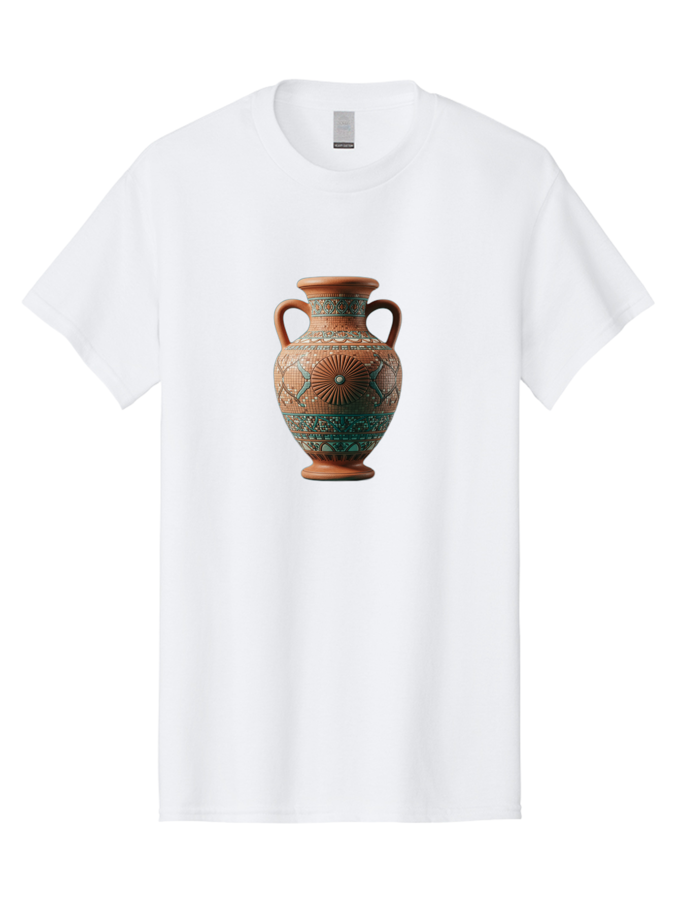 Mosaic-Vase Men'S Graphic Tee, 100% Cotton, Comfortable Casual Summer Wear, Machine Washable, Ancient Greek Vase, Terracotta Pottery, Classical Design, Ornate Patterns, Mosaic Art, Cultural Heritage, Traditional Craftsmanship, Bab023 21
