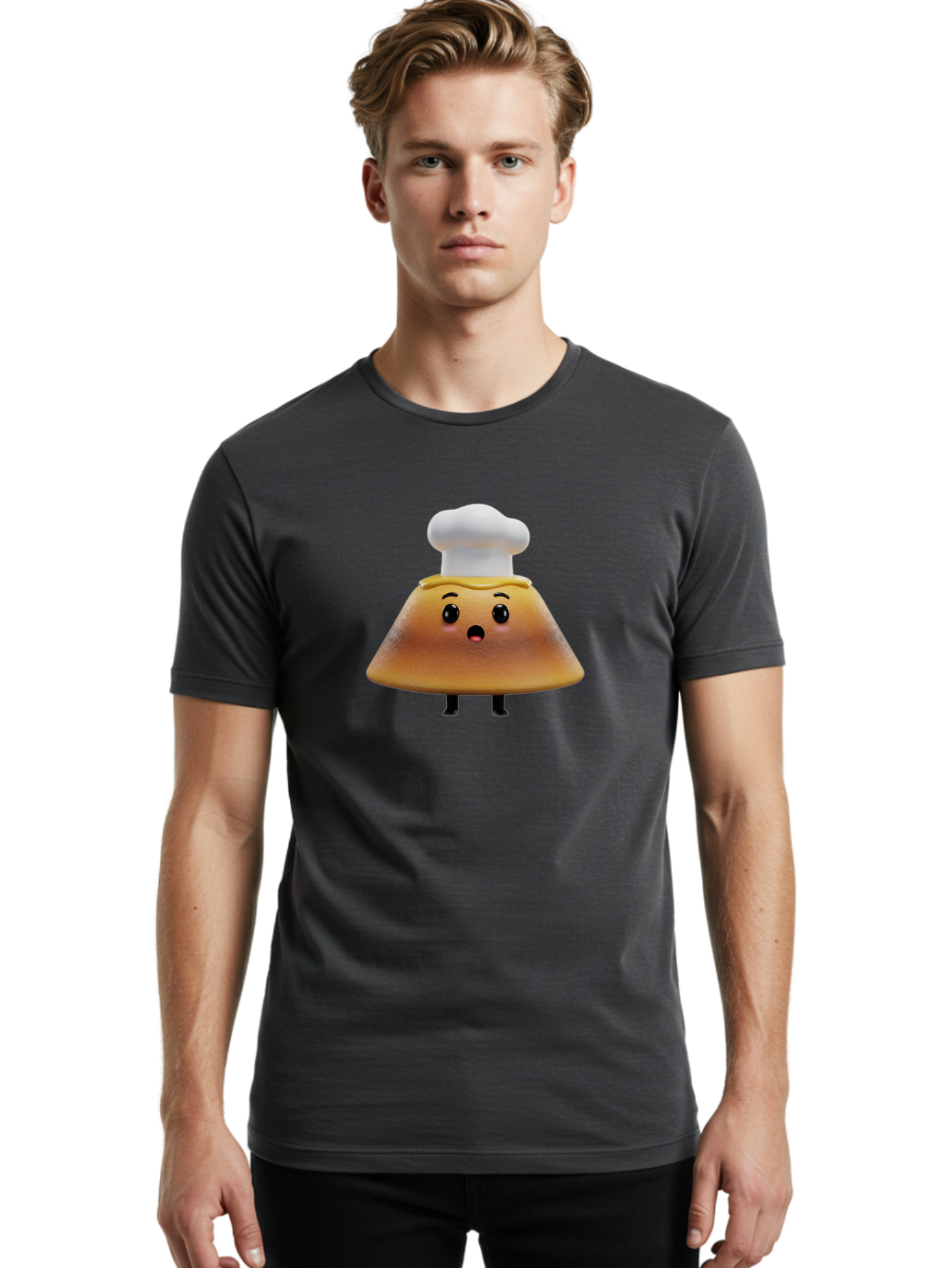 Mushroom-Chef Men'S Graphic Tee, 100% Cotton, Comfortable Casual Summer Wear, Machine Washable, Mango Character, Cartoon Style, Chef Hat, Surprised Face, Fun Illustration, Anthropomorphic Fruit, Cute Design, Food Character, Quirky Animation Bab025 12
