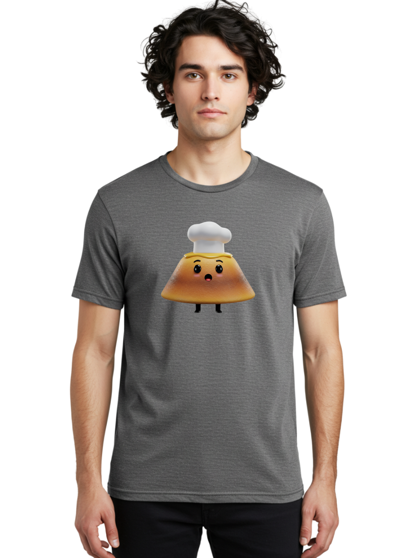 Mushroom-Chef Men'S Graphic Tee, 100% Cotton, Comfortable Casual Summer Wear, Machine Washable, Mango Character, Cartoon Style, Chef Hat, Surprised Face, Fun Illustration, Anthropomorphic Fruit, Cute Design, Food Character, Quirky Animation Bab025 14