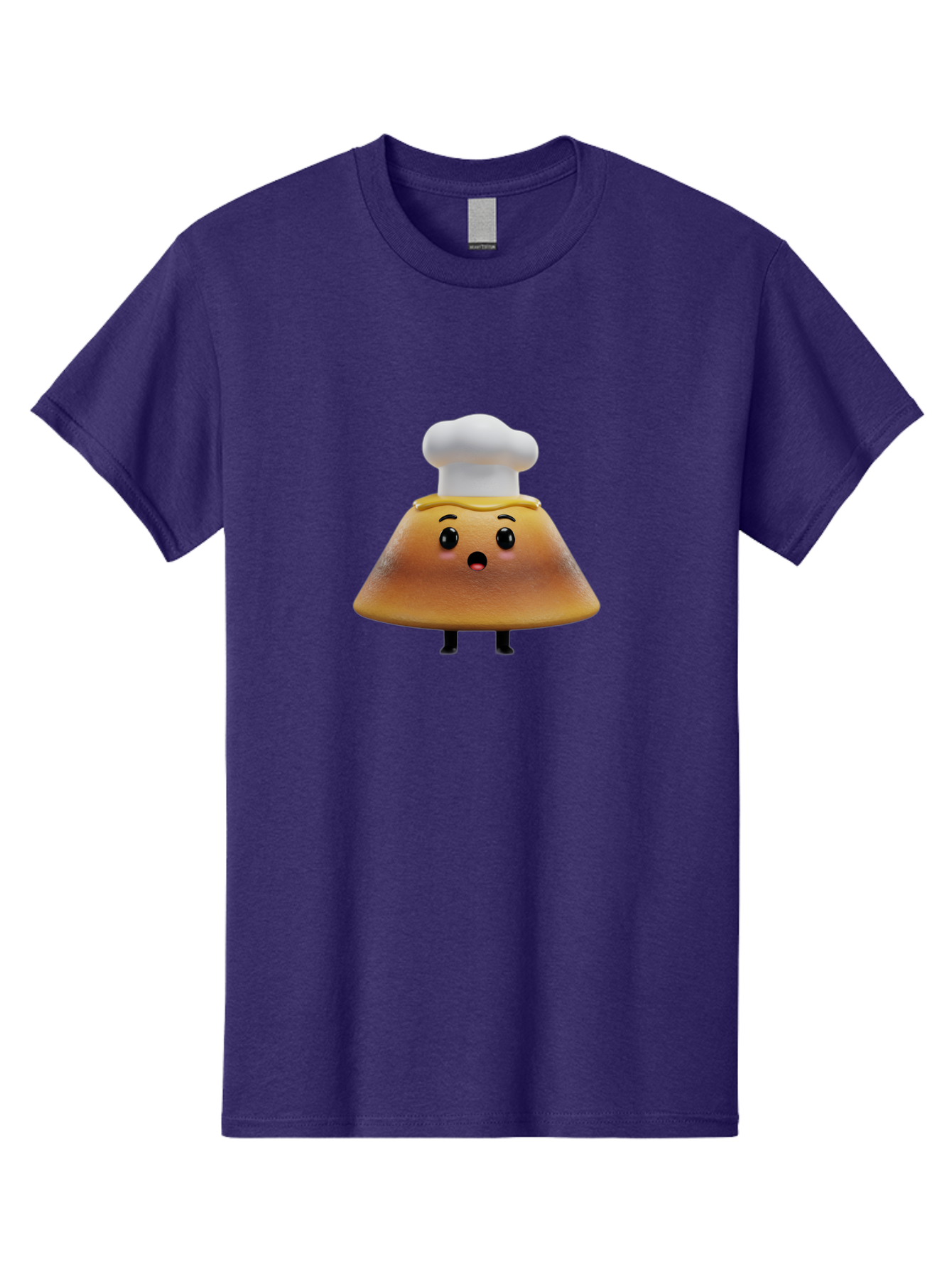 Mushroom-Chef Men'S Graphic Tee, 100% Cotton, Comfortable Casual Summer Wear, Machine Washable, Mango Character, Cartoon Style, Chef Hat, Surprised Face, Fun Illustration, Anthropomorphic Fruit, Cute Design, Food Character, Quirky Animation Bab025 3