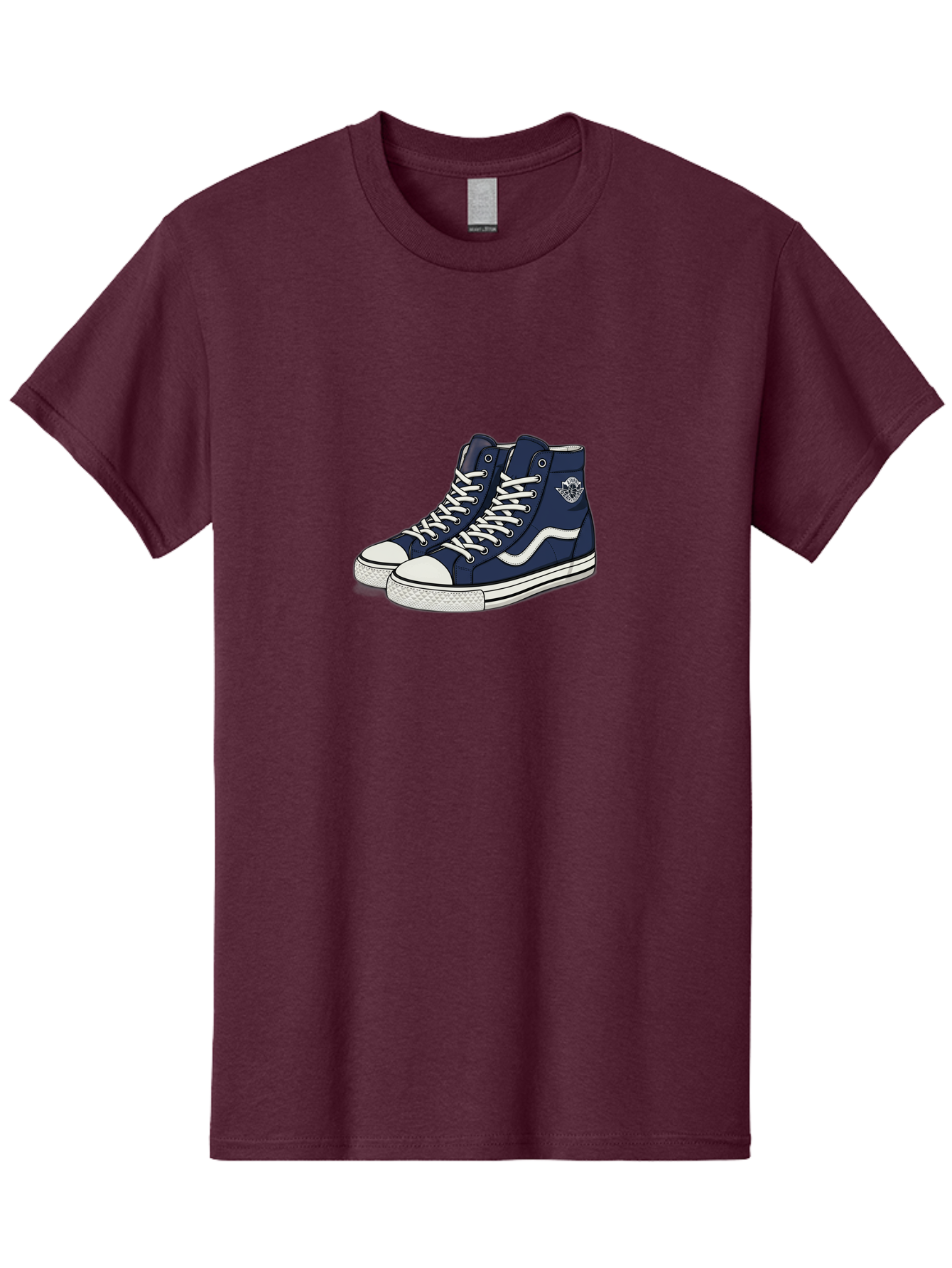 Navy-Blue-High-Top-Sneakers Men'S Graphic Tee, 100% Cotton, Comfortable Casual Summer Wear, Machine Washable, Navy Blue Sneakers, High-Top Shoes, White Laces, White Soles, Athletic Footwear, Casual Wear, Sports Shoes, Comfortable Shoes, Bab027 13