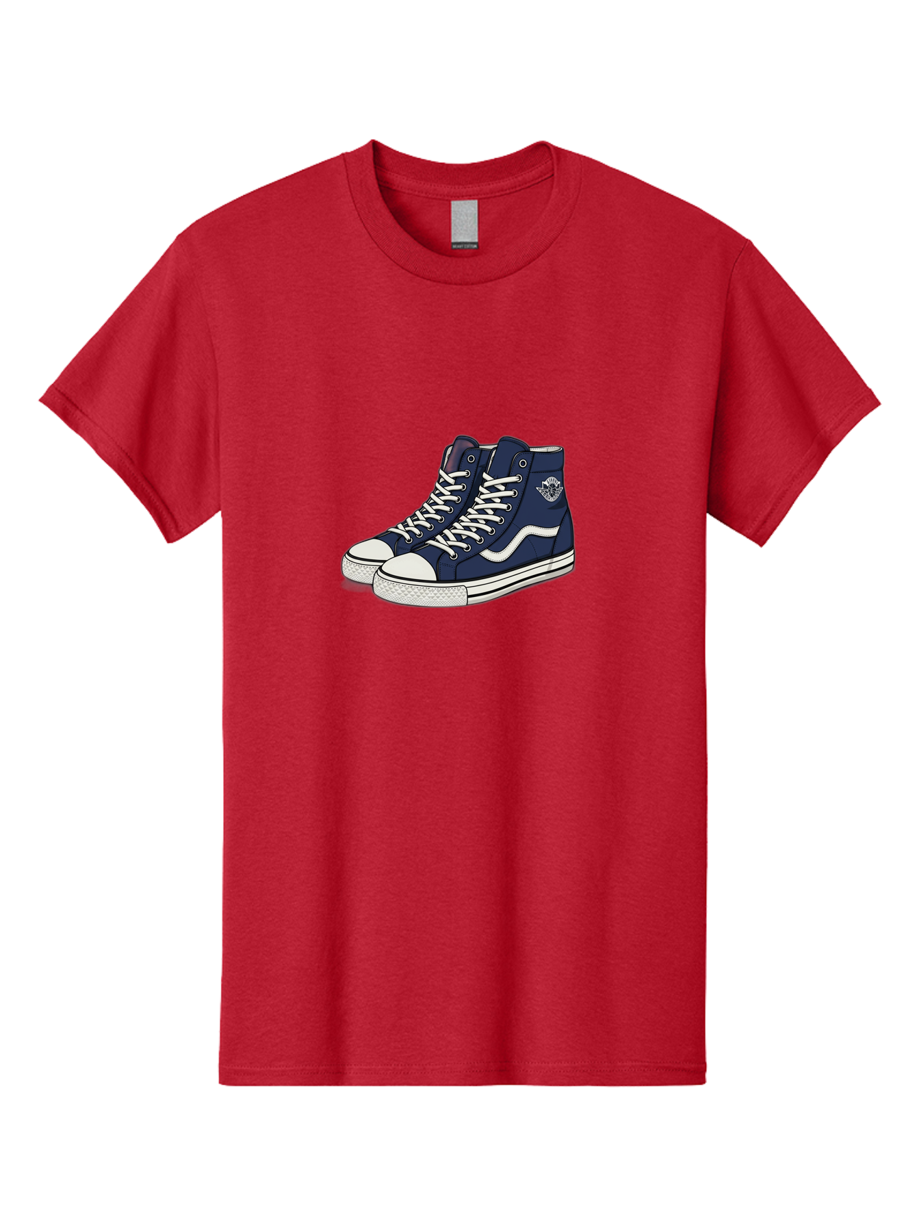 Navy-Blue-High-Top-Sneakers Men'S Graphic Tee, 100% Cotton, Comfortable Casual Summer Wear, Machine Washable, Navy Blue Sneakers, High-Top Shoes, White Laces, White Soles, Athletic Footwear, Casual Wear, Sports Shoes, Comfortable Shoes, Bab027 29